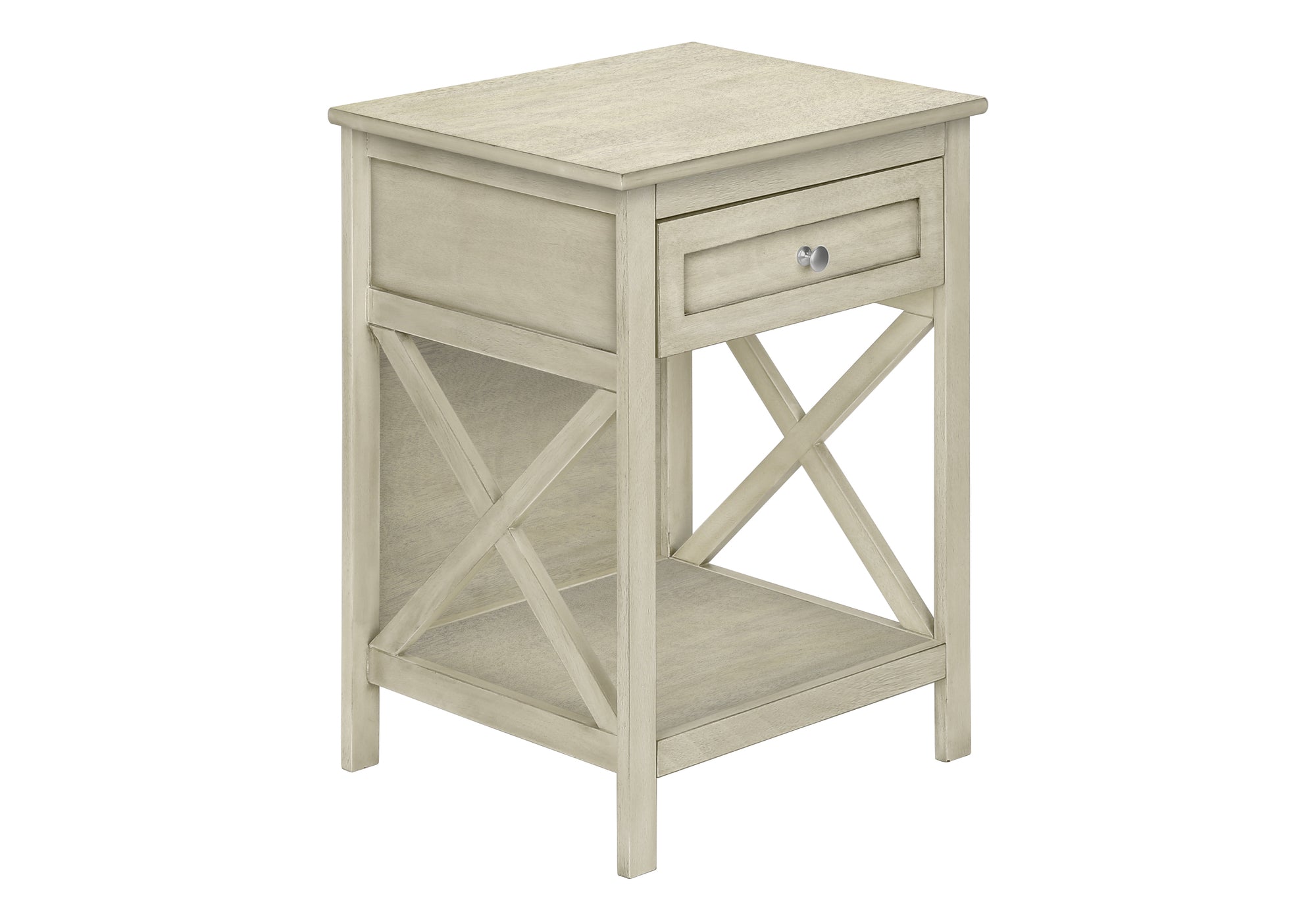 TABLE D'APPOINT - 25"H/ BOIS PLAQUE BLANC ANTIQUE – I 3984