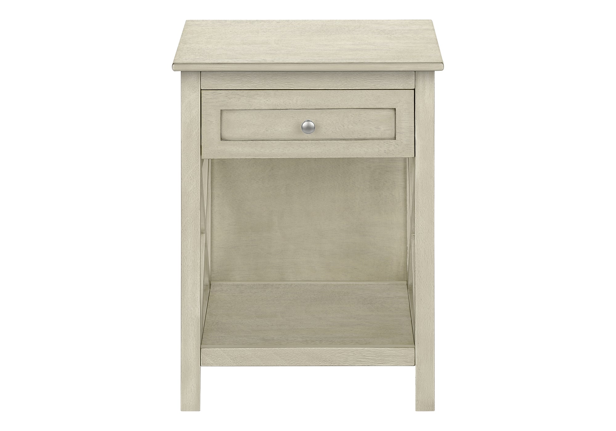 TABLE D'APPOINT - 25"H/ BOIS PLAQUE BLANC ANTIQUE – I 3984