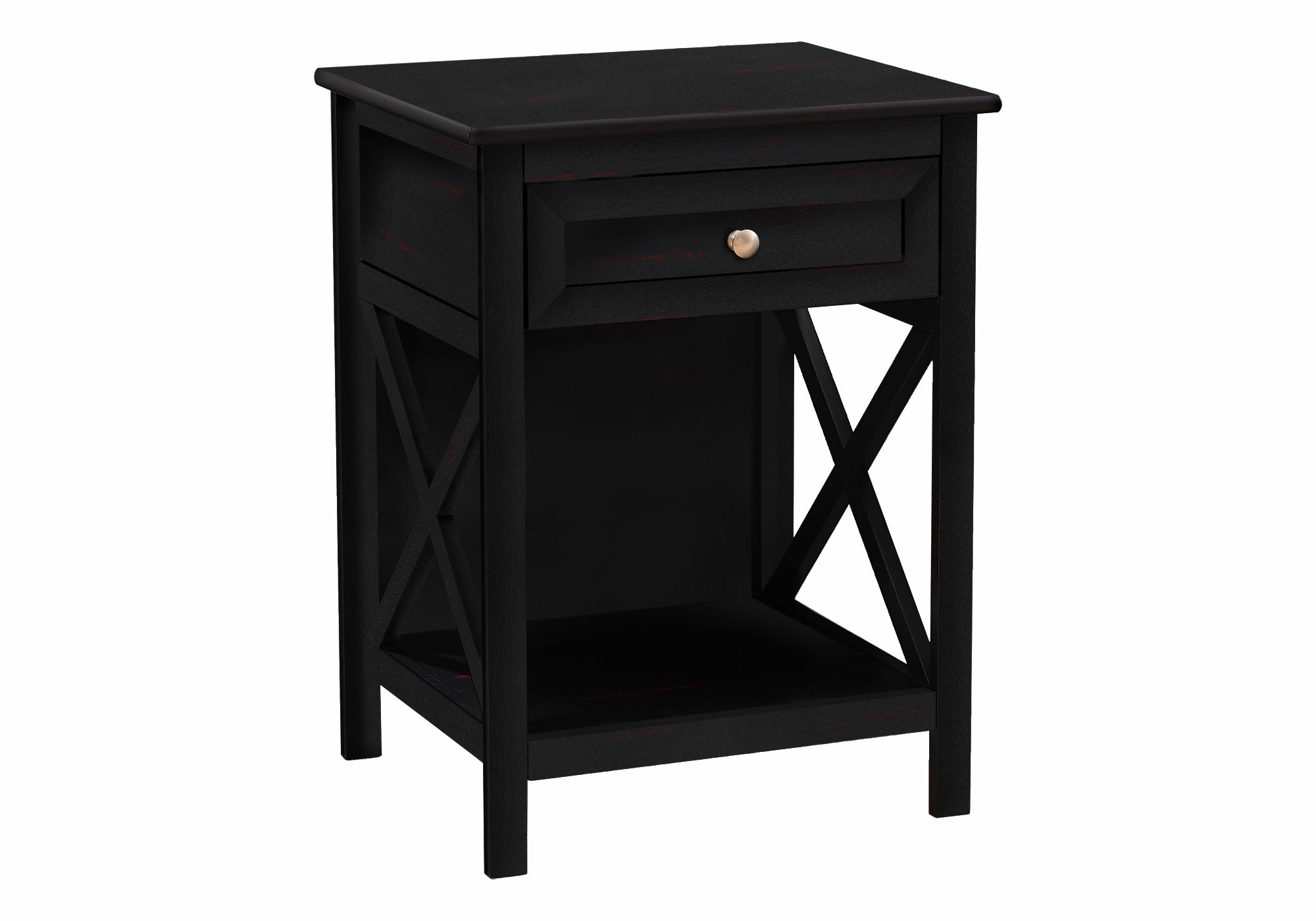 TABLE DE CHEVET - 25"H / BOIS PLAQUE NOIR – I 3986.