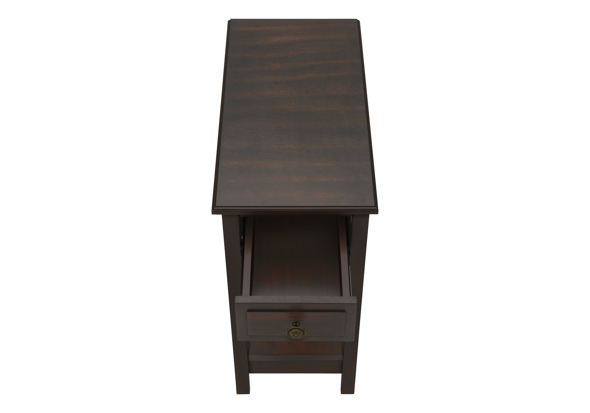TABLE DE CHEVET - 25"H / BOIS PLAQUE ACAJOU FONCE – I 3990.