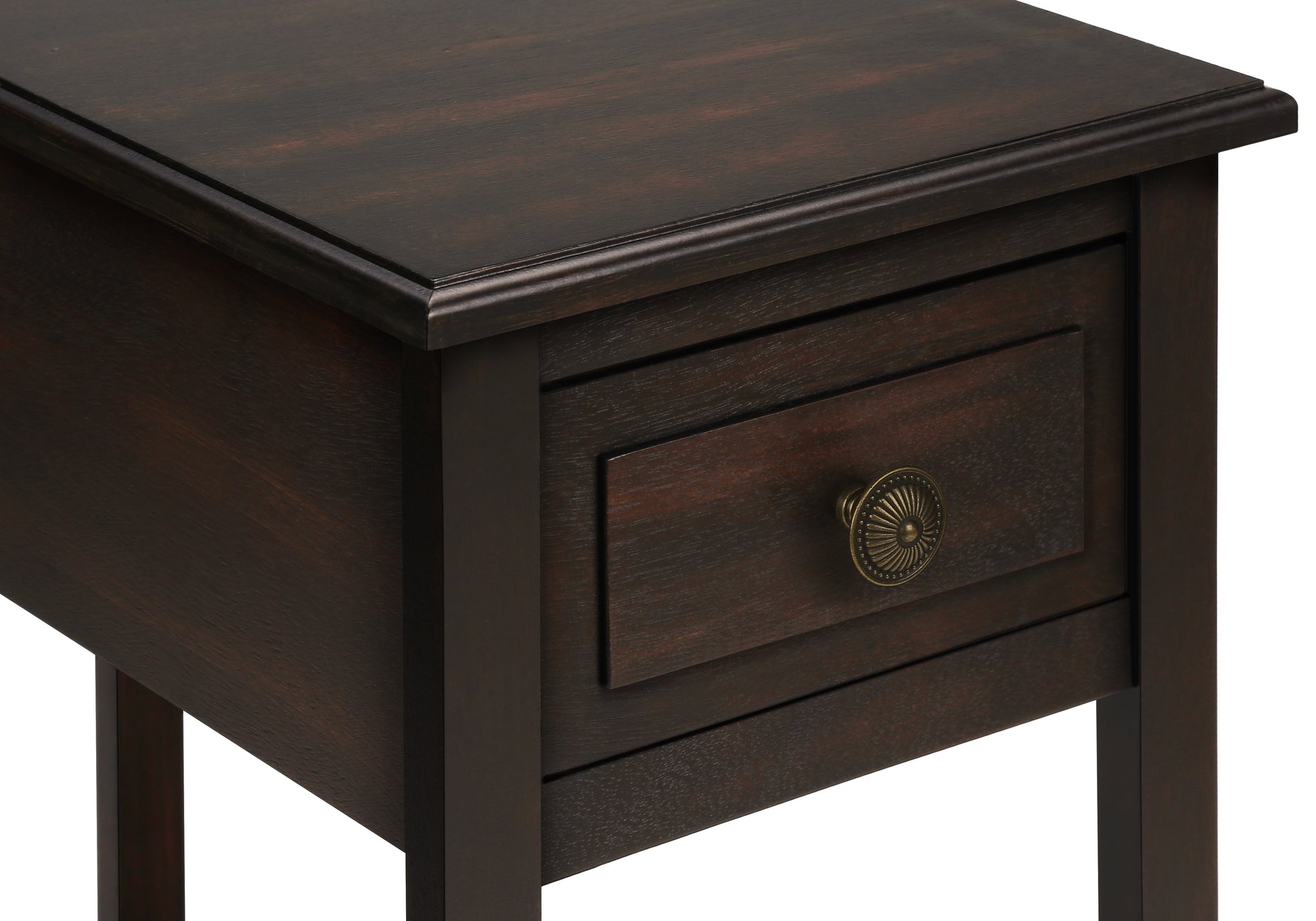 TABLE DE CHEVET - 25"H / BOIS PLAQUE ACAJOU FONCE – I 3990.