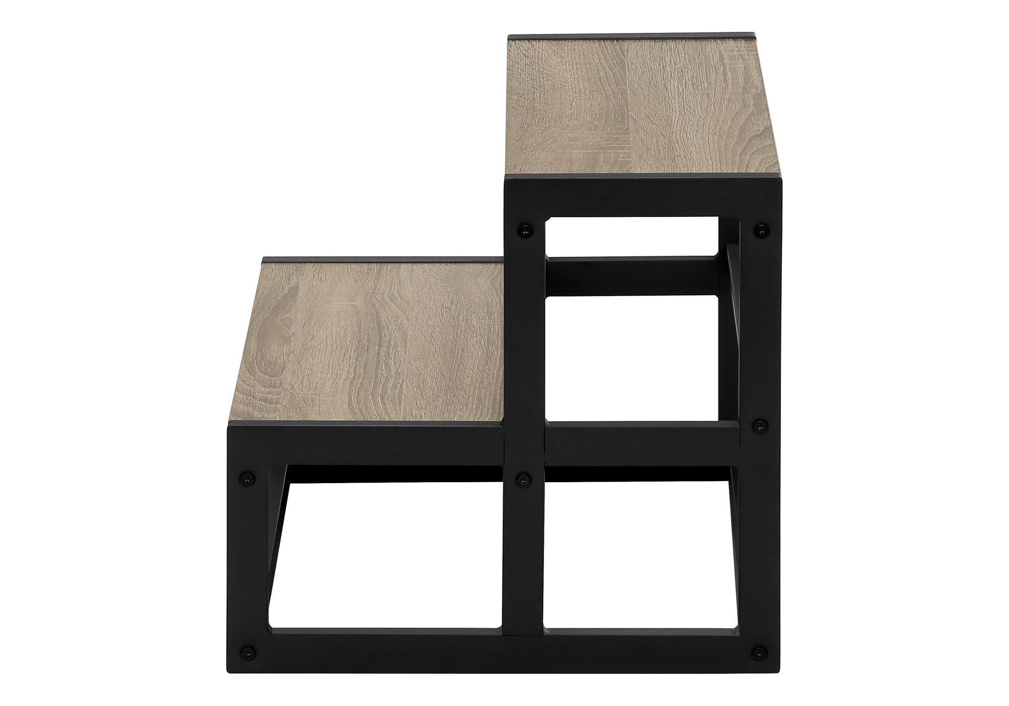 ESCABEAU - 2 MARCHES / TAUPE FONCE / METAL NOIR – I 4000.