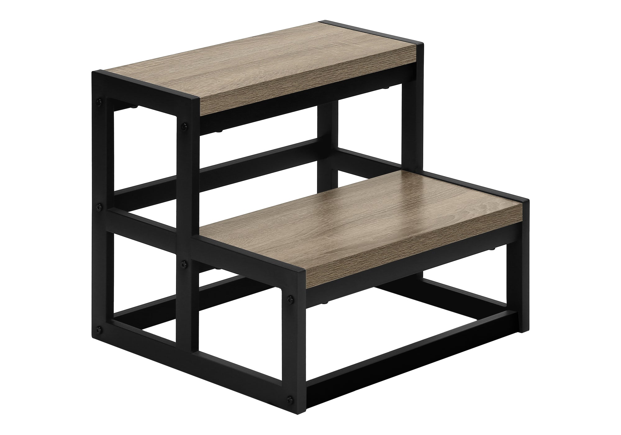 ESCABEAU - 2 MARCHES / TAUPE FONCE / METAL NOIR – I 4000.