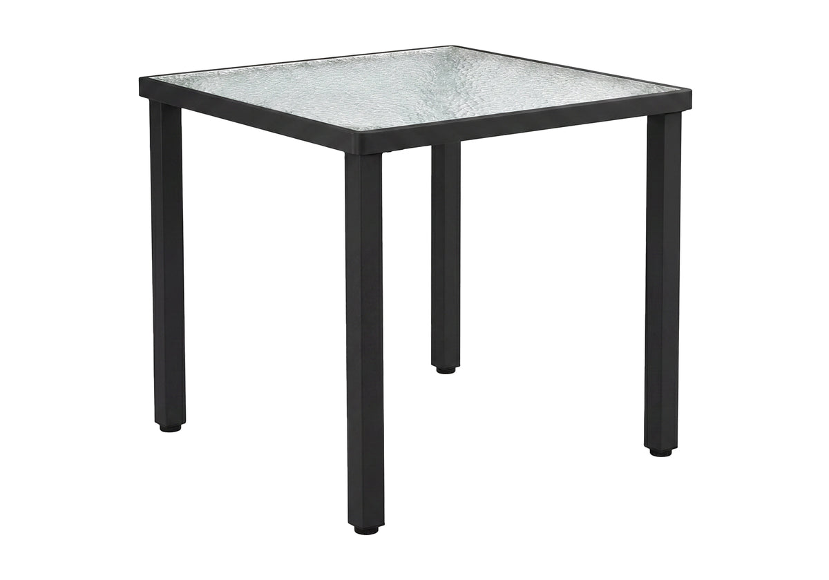 TABLE D’EXTERIEUR - 32" X 32" METAL NOIR AVEC VERRE TREMPE – I 4052