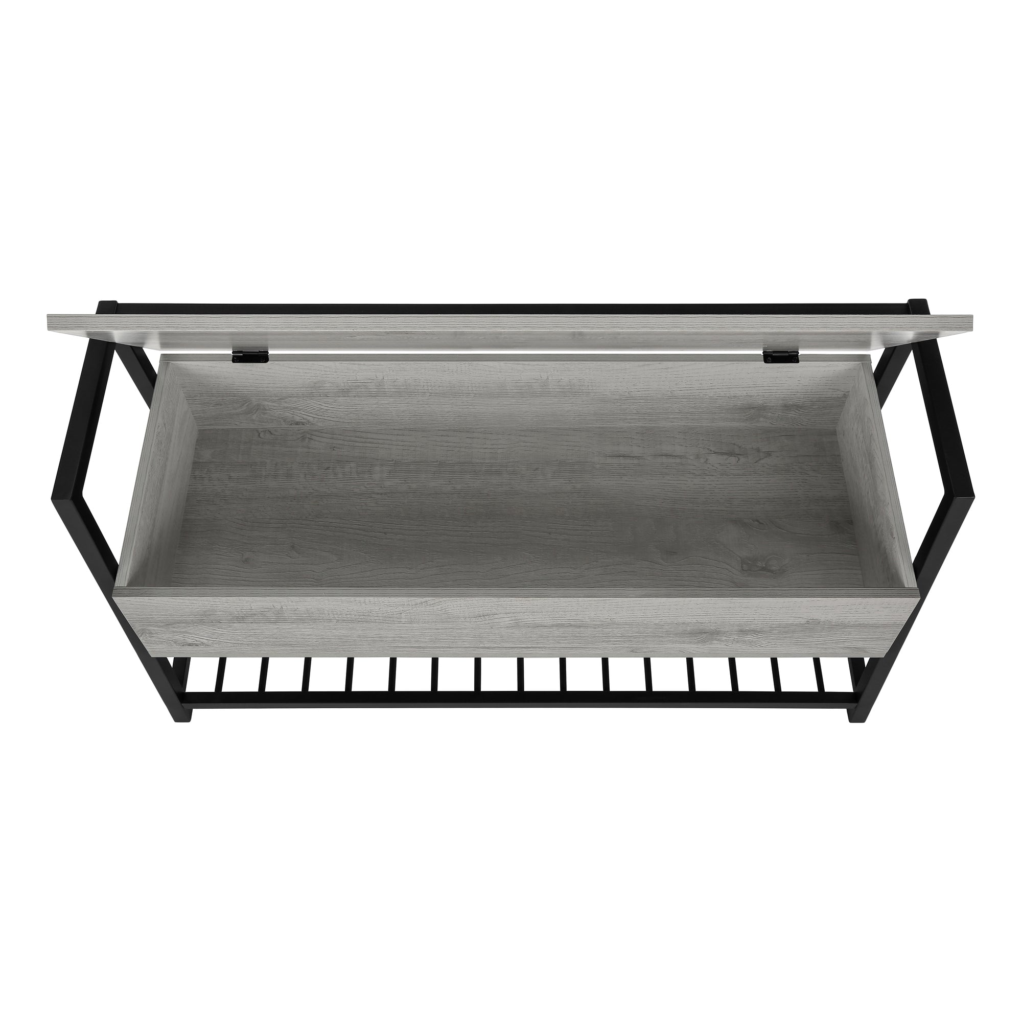 BANC - 42"L / RANGEMENT GRIS / METAL NOIR – I 4500.