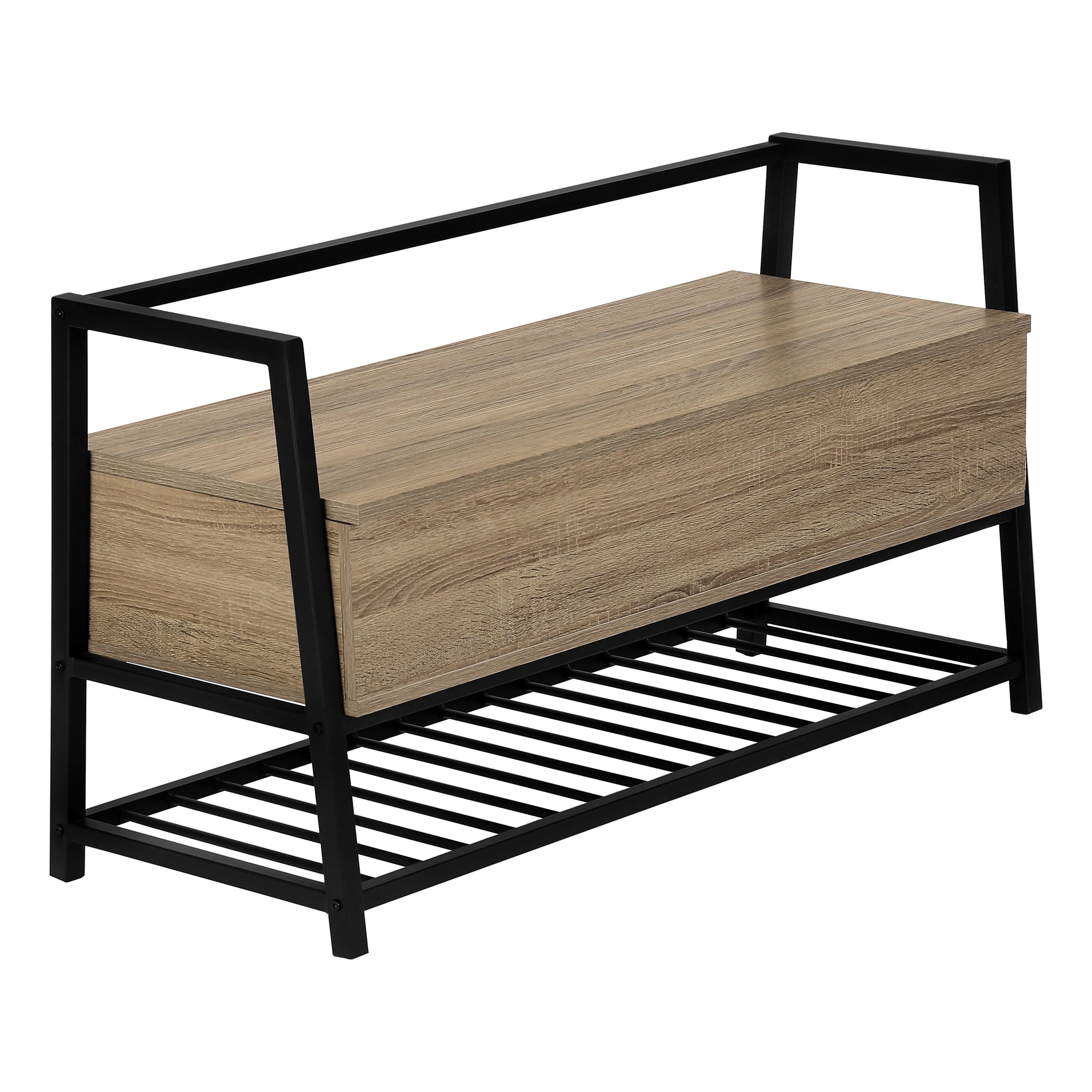 BANC - 42"L / RANGEMENT TAUPE FONCE / METAL NOIR – I 4501.