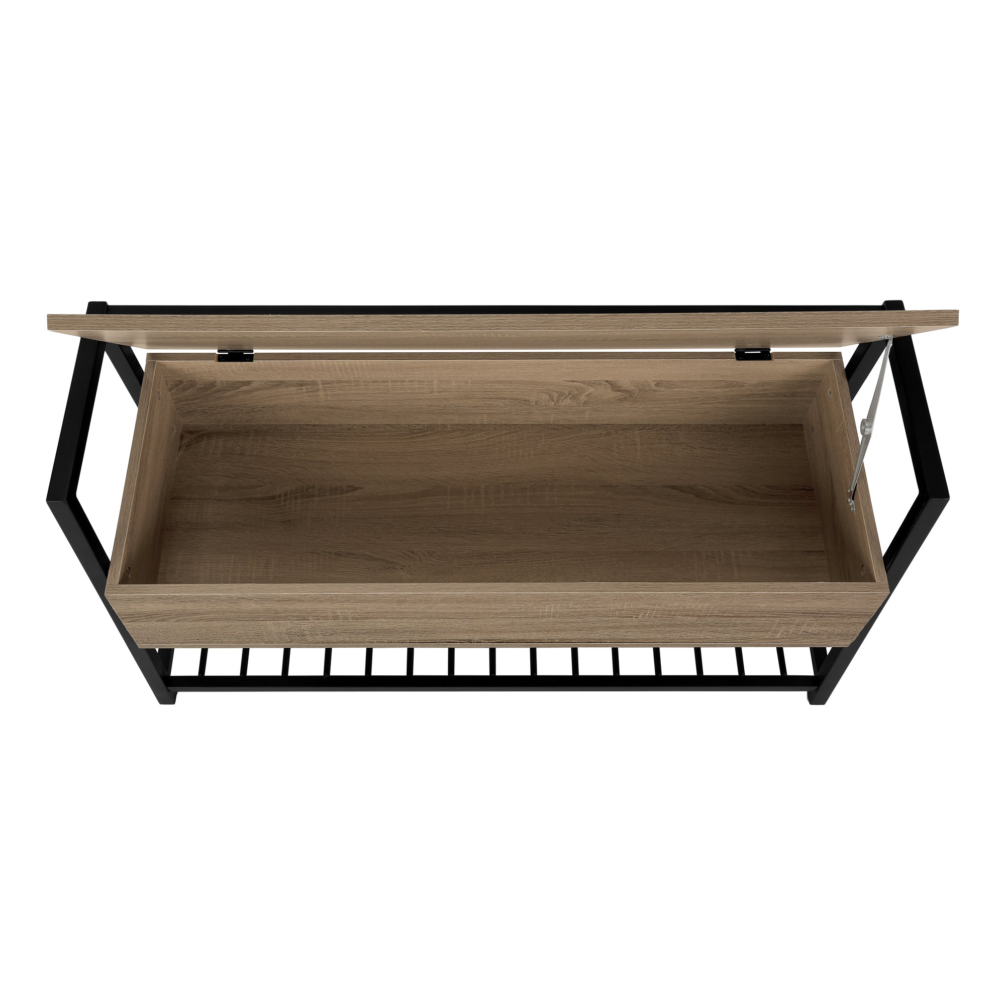 BANC - 42"L / RANGEMENT TAUPE FONCE / METAL NOIR – I 4501.