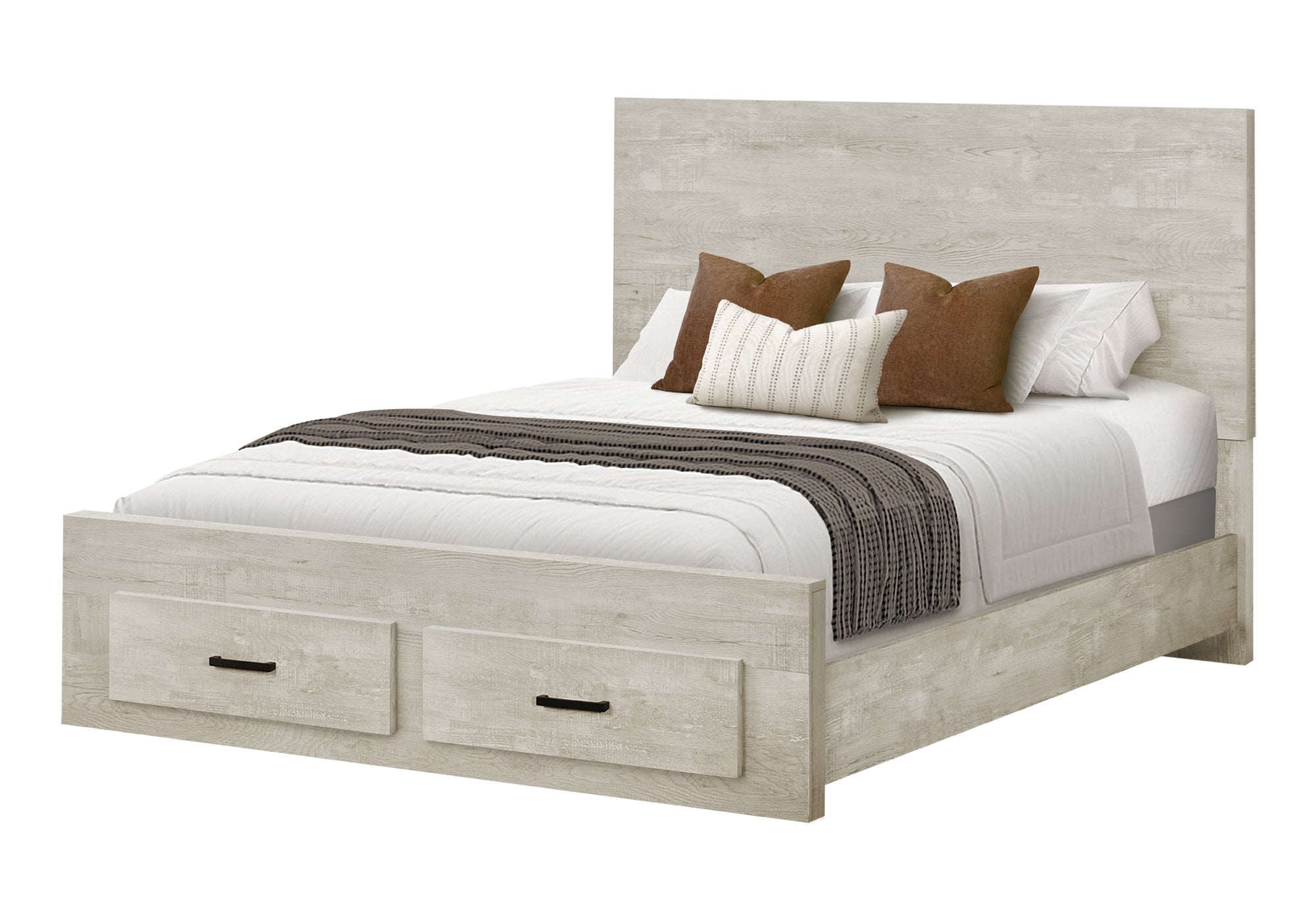 CHAMBRE A COUCHER - LIT QUEEN / CHENE BLANCHI / TIROIR – I 5211Q
