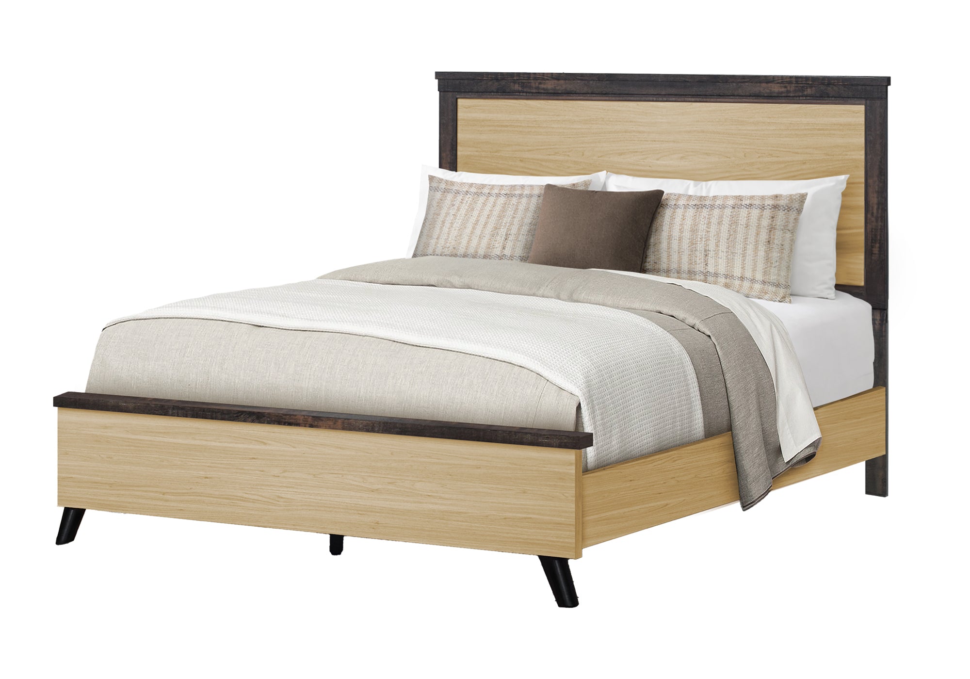 CHAMBRE A COUCHER - LIT QUEEN / CHENE PALE / DESSUS RUSTIQUE – I 5255Q