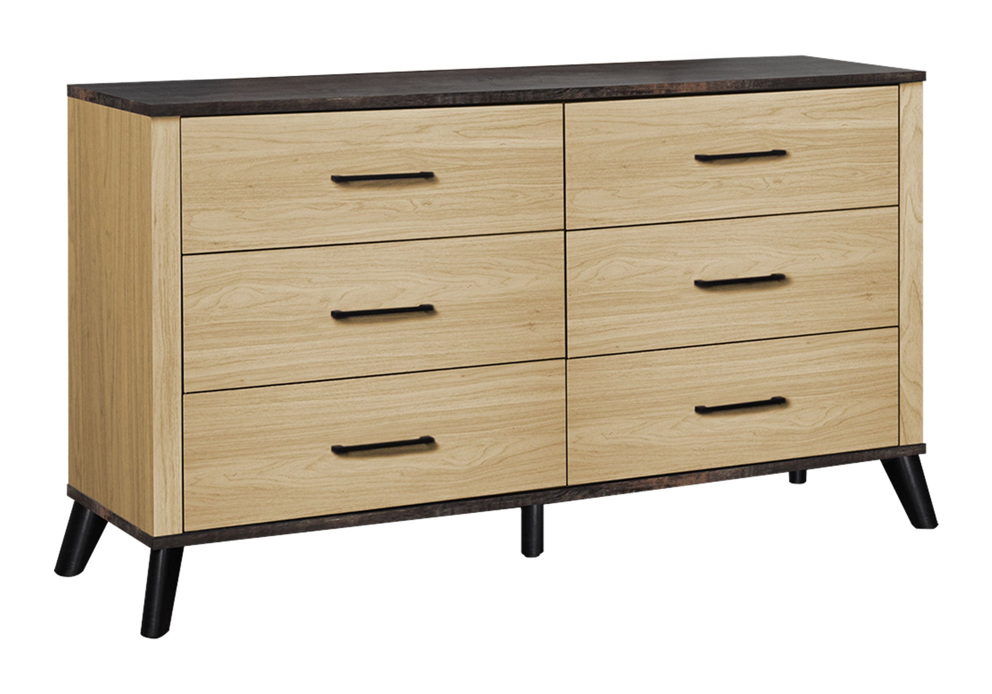 CHAMBRE A COUCHER - COMMODE 6 TIROIRS / CHENE PALE/ RUSTIQUE – I 5256