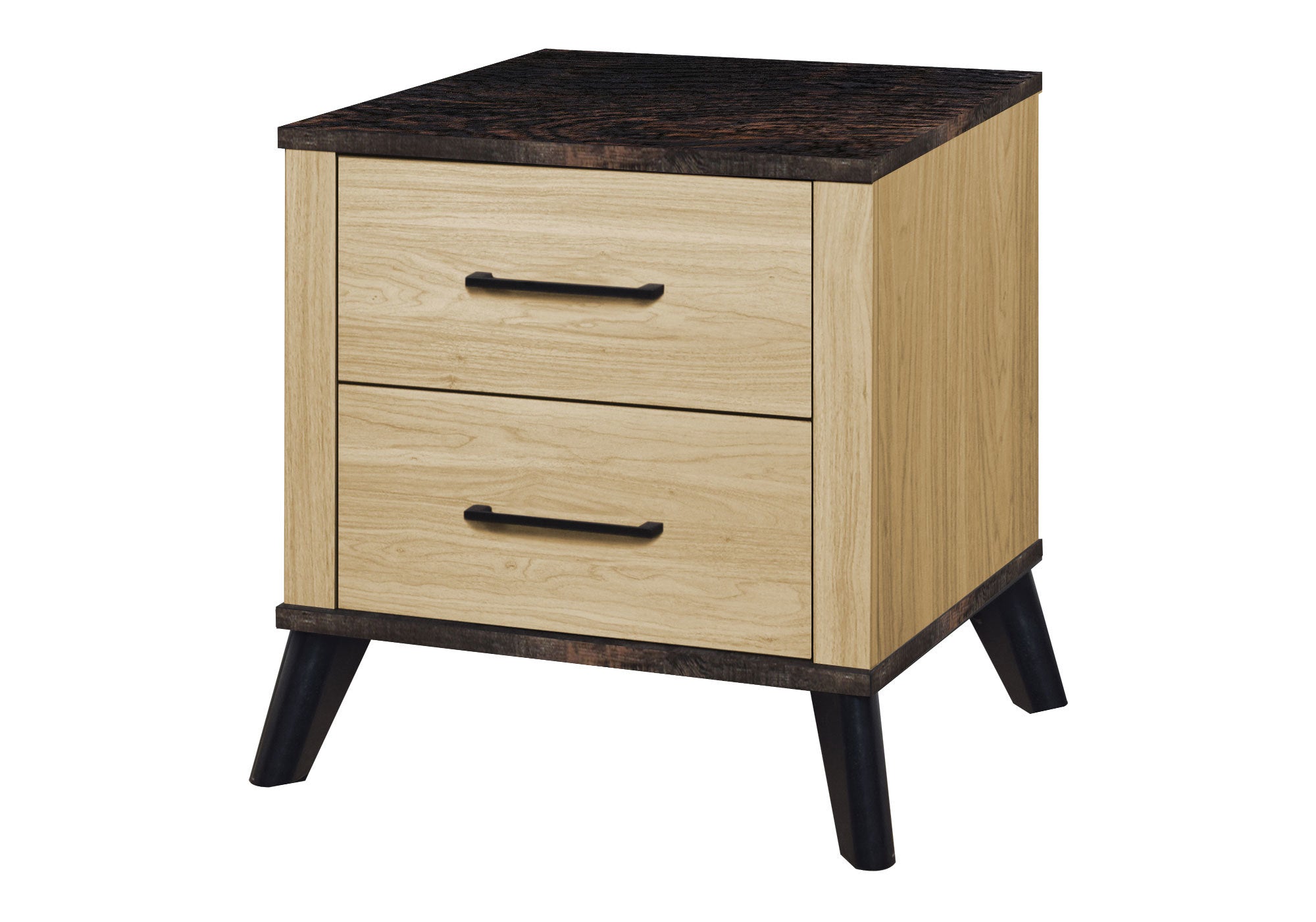 CHAMBRE A COUCHER - TABLE DE CHEVET 2 TIROIRS / CHENE PALE – I 5258