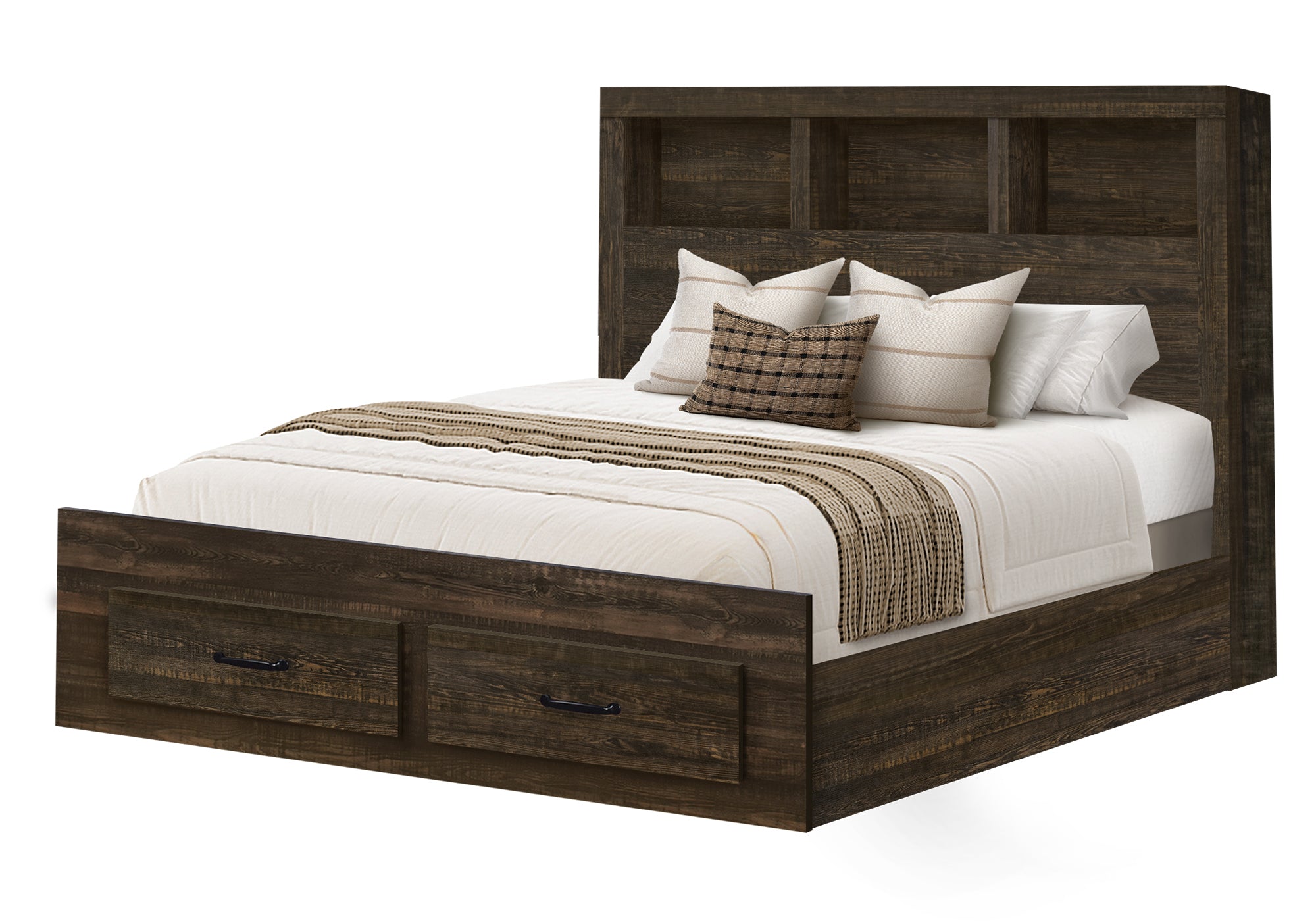 CHAMBRE A COUCHER - LIT QUEEN / CHENE RUSTIQUE / TIROIR – I 5270Q