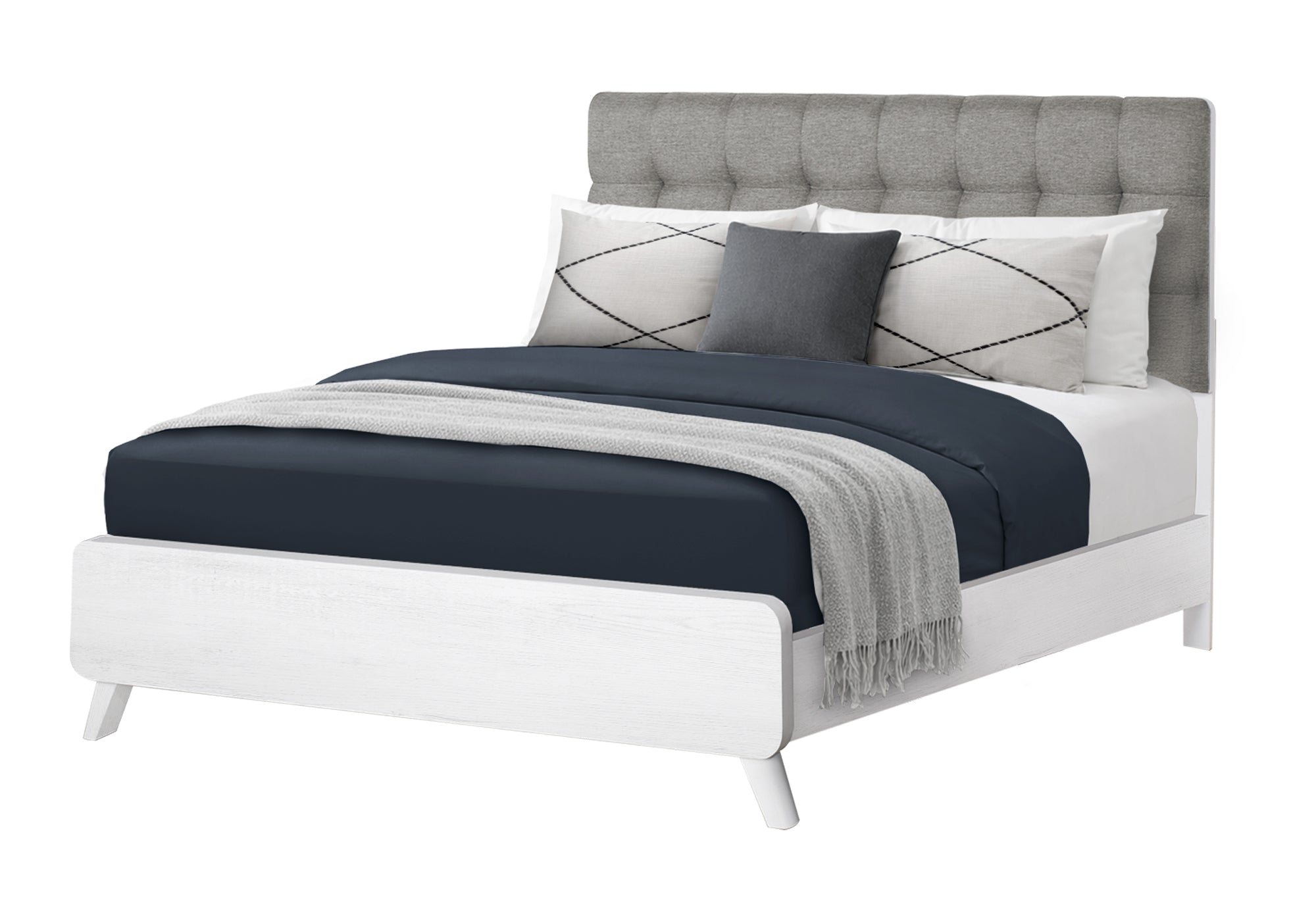 CHAMBRE A COUCHER - LIT QUEEN / TISSU GRIS CHENE BLANC – I 5290Q