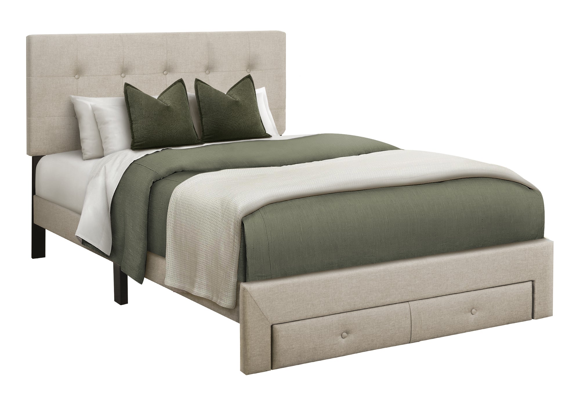 LIT - DOUBLE / LIN BEIGE PLATEFORME / TIROIR RANGEMENT AVANT – I 5901F