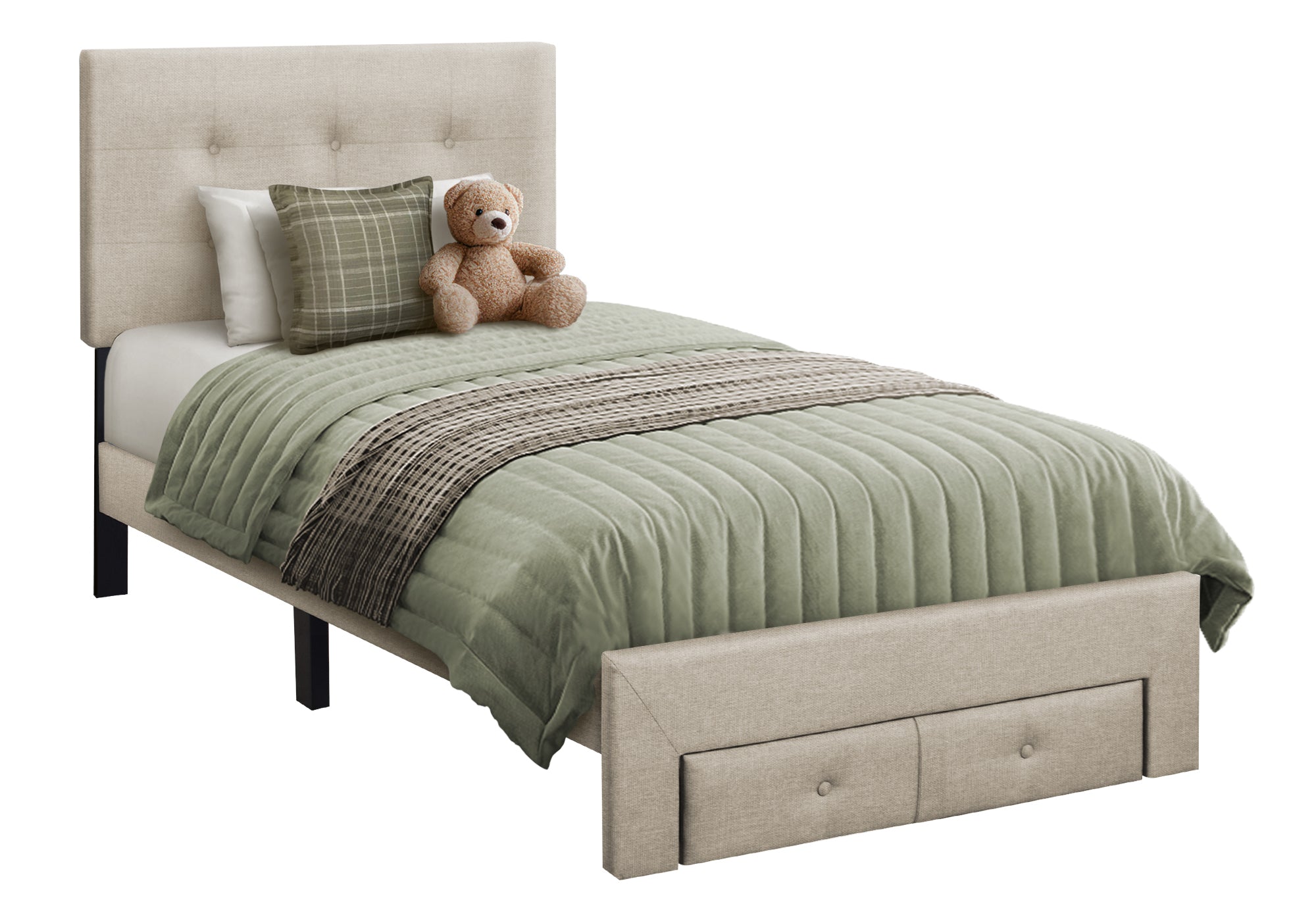 LIT - SIMPLE / LIN BEIGE PLATEFORME / TIROIR RANGEMENT AVANT – I 5901T