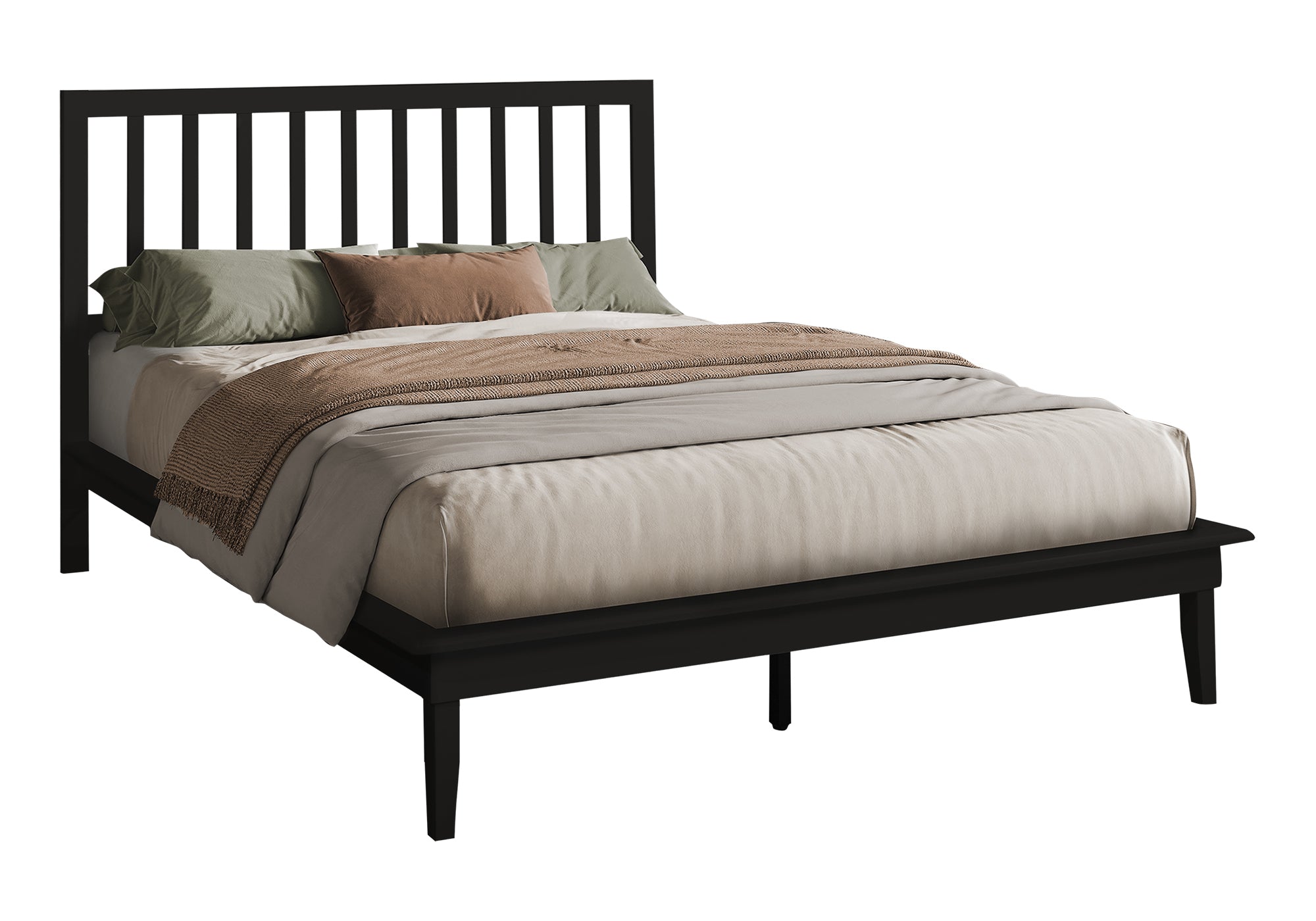 LIT - QUEEN / BOIS MASSIF PLATEFORME NOIR – I 6060Q