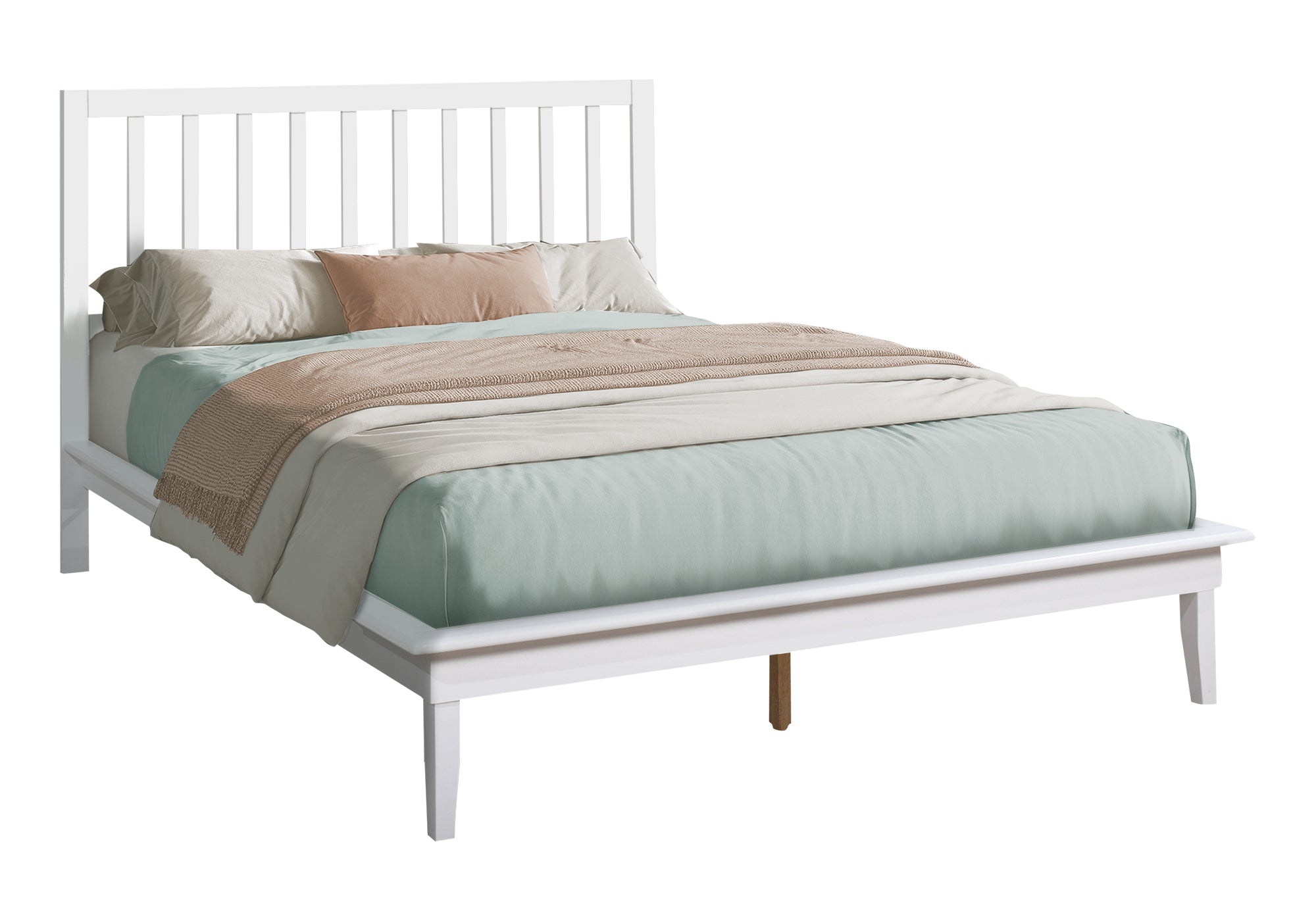 LIT - QUEEN / BOIS MASSIF PLATEFORME BLANC – I 6061Q