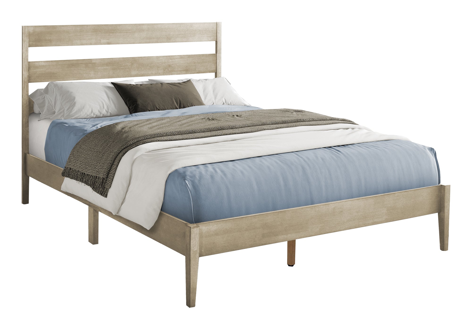 LIT - QUEEN / BOIS MASSIF PLATEFORME GRIS – I 6065Q