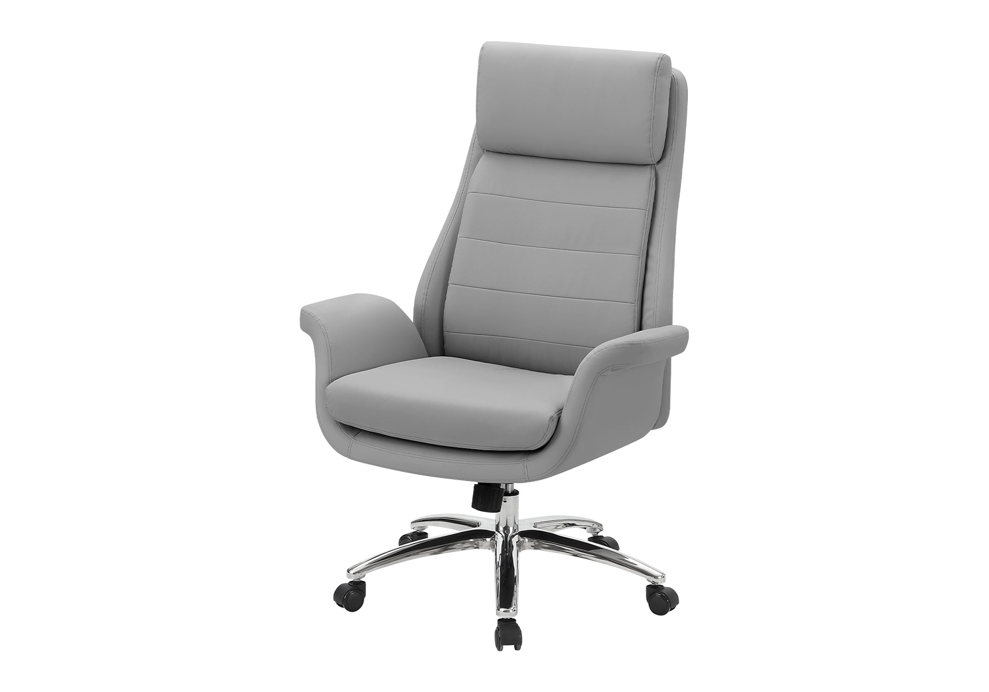 CHAISE DE BUREAU - SIMILI-CUIR GRIS PALE / DOSSIER EXECUTIF – I 7251