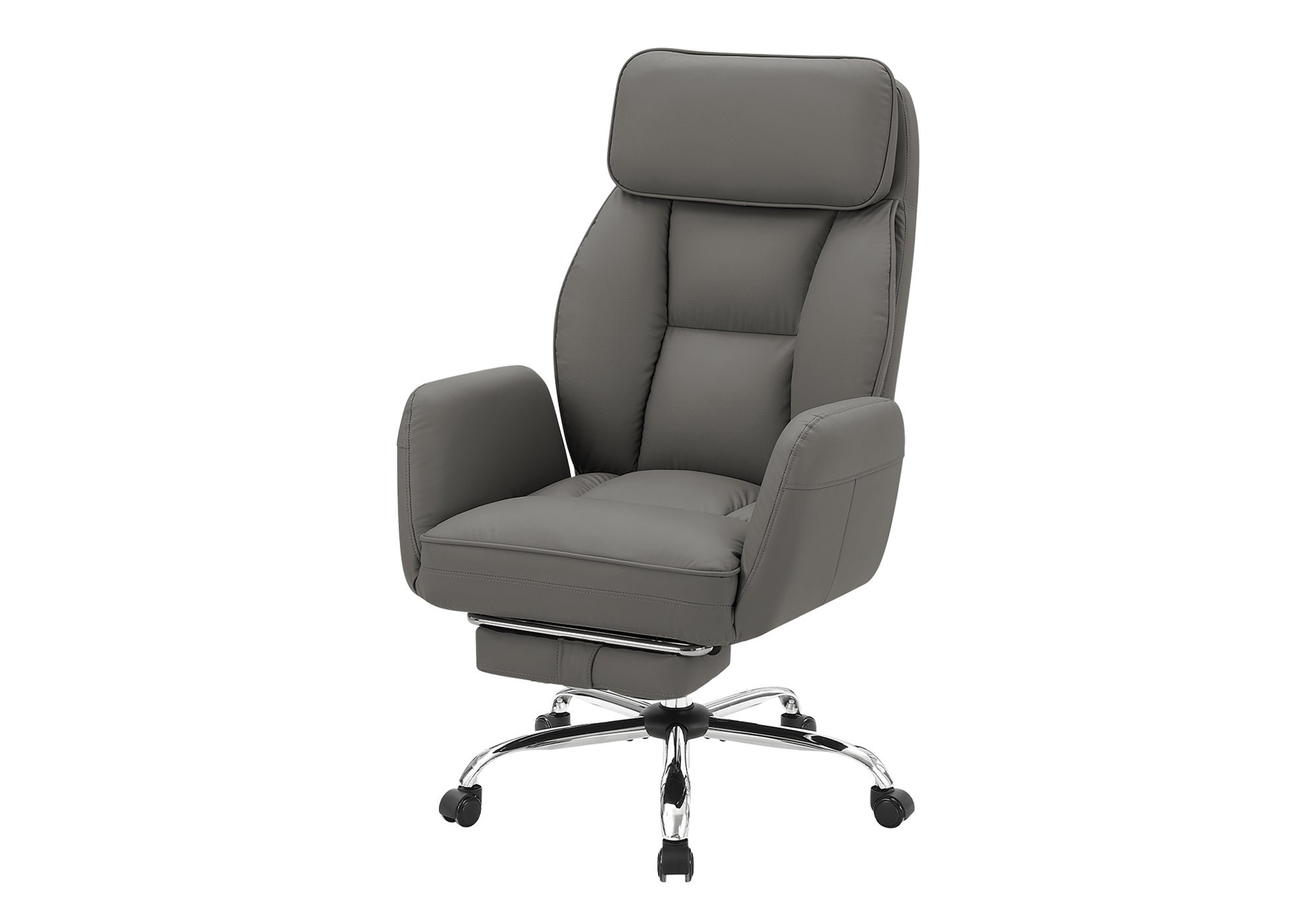 CHAISE DE BUREAU - GRIS FONCE SIMILI-CUIR / DOSSIER EXECUTIF – I 7274