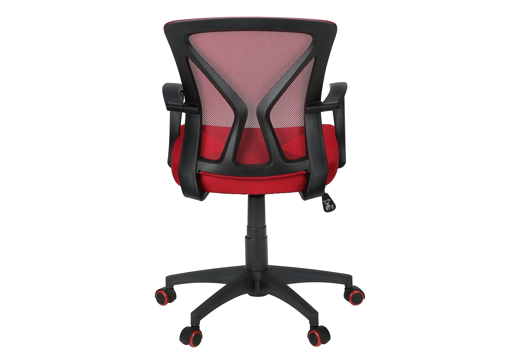 CHAISE DE BUREAU - JEU / TISSU NOIR / ROUGE SUR ROULETTES – I 7357