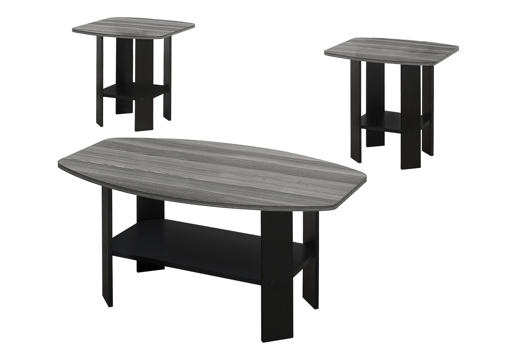 ENS DE TABLES - 3PCS / NOIR / DESSUS GRIS – I 7928P