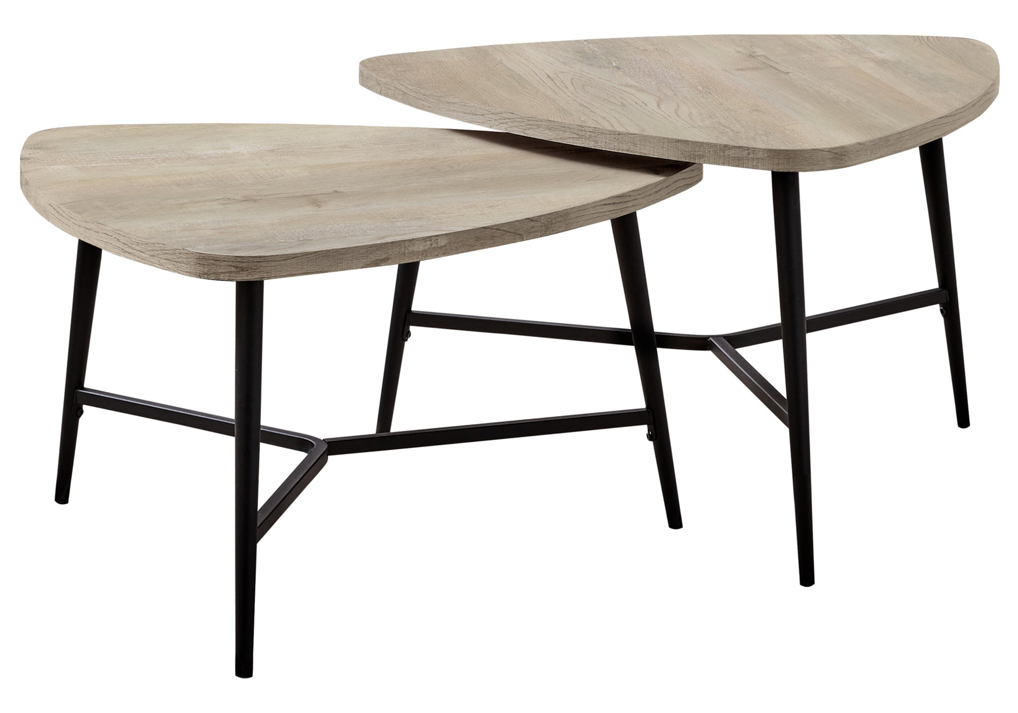 ENS DE TABLES - 2PCS / FAUX BOIS TAUPE / METAL NOIR – I 7939P