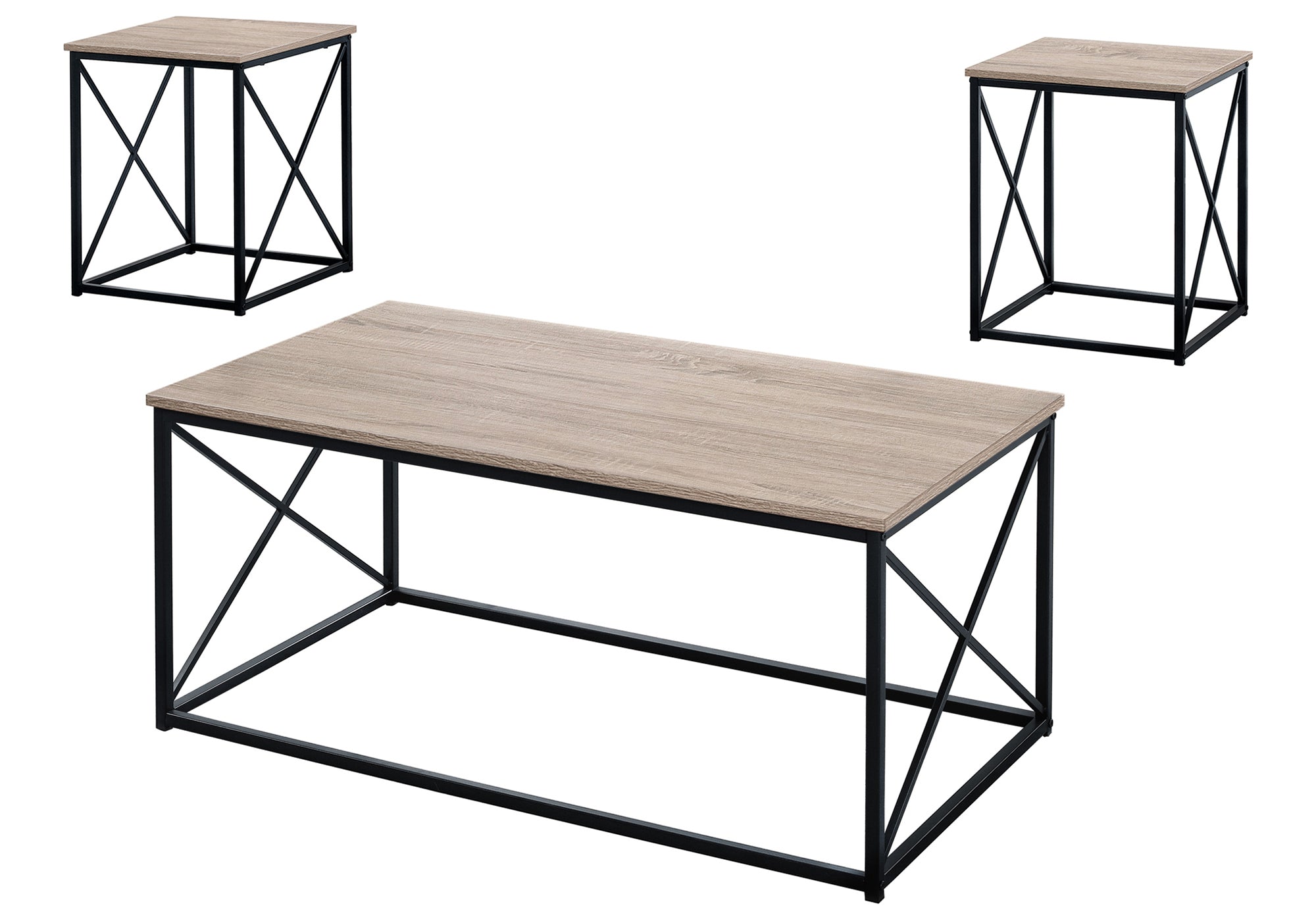 ENS DE TABLES - 3PCS / TAUPE FONCE / METAL NOIR – I 7950P