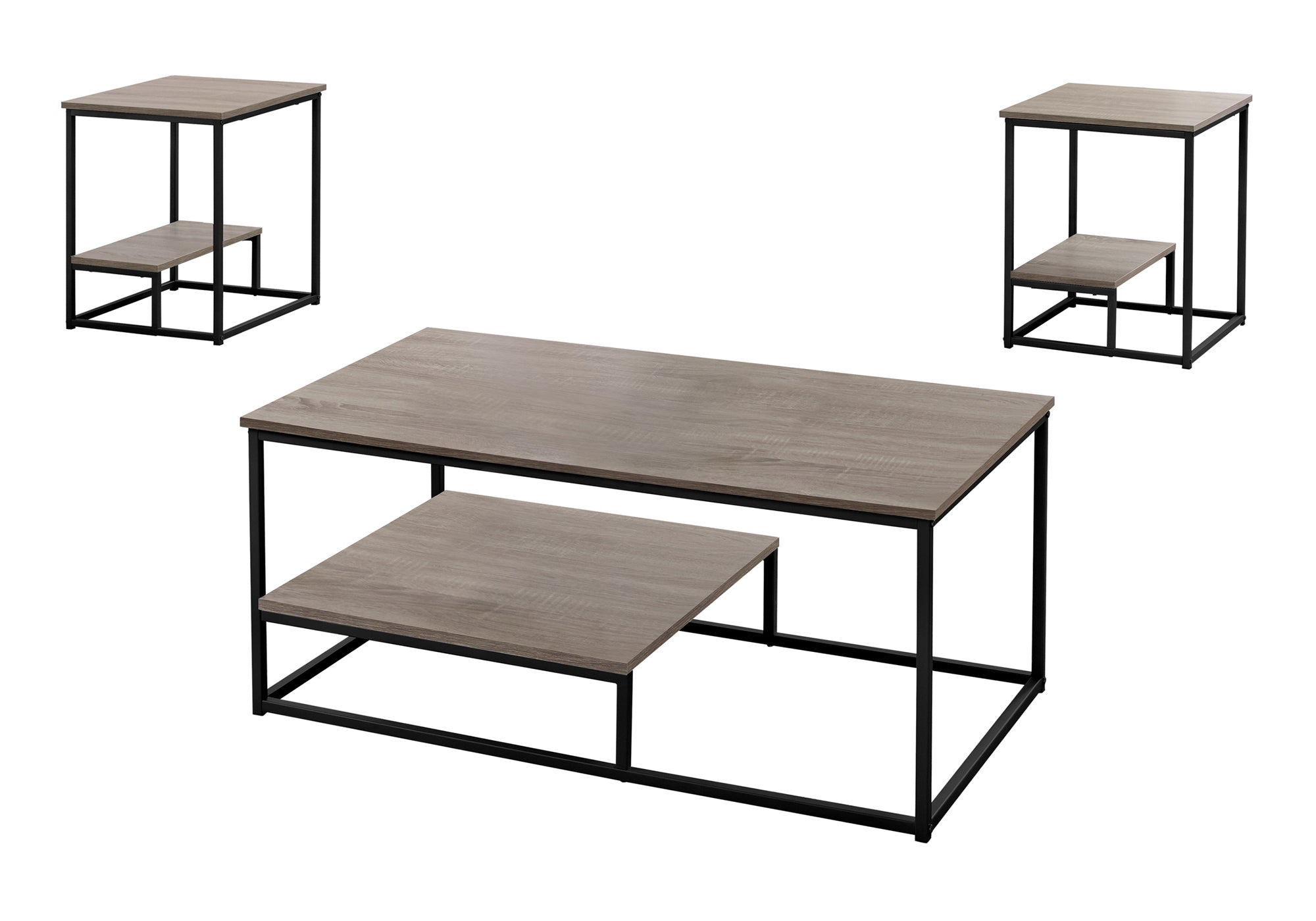 ENS DE TABLES - 3PCS / TAUPE FONCE / METAL NOIR – I 7960P
