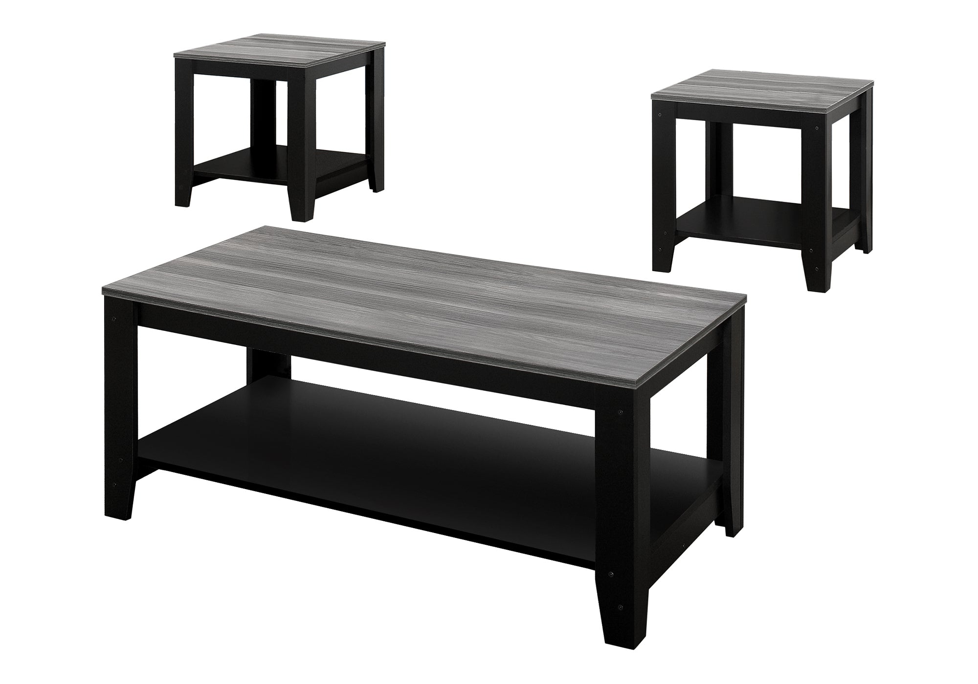 ENS DE TABLES - 3PCS / NOIR / DESSUS GRIS – I 7992P