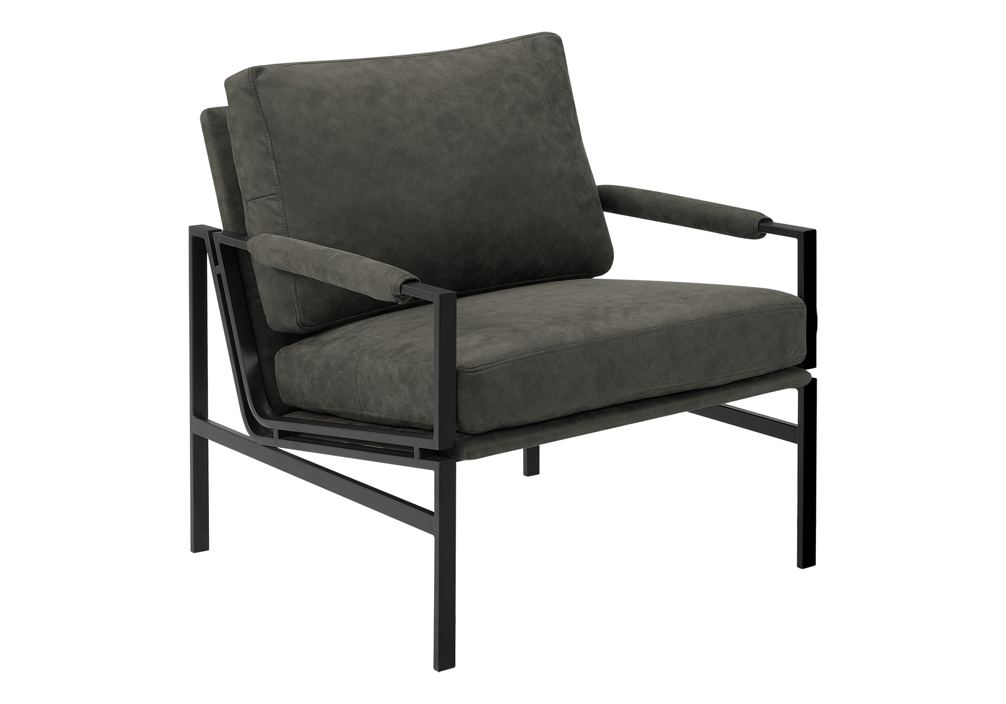 CHAISE D'APPOINT - 36"H / TISSU GRIS FONCE / METAL NOIR – I 8100