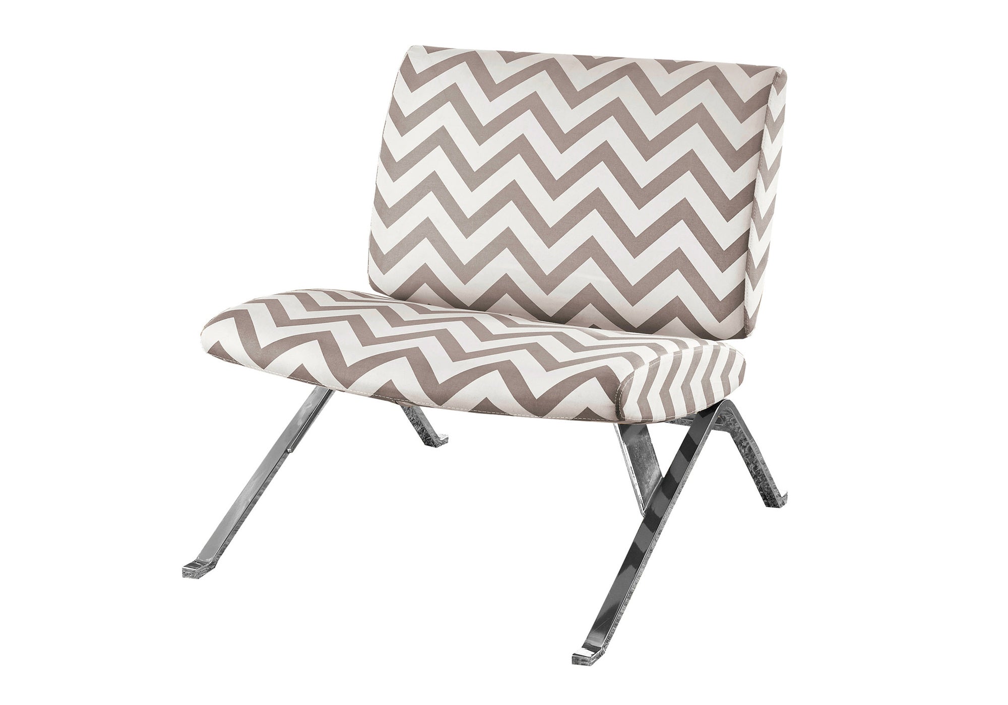 CHAISE D'APPOINT - TISSU " CHEVRON " TAUPE / CHROME – I 8137