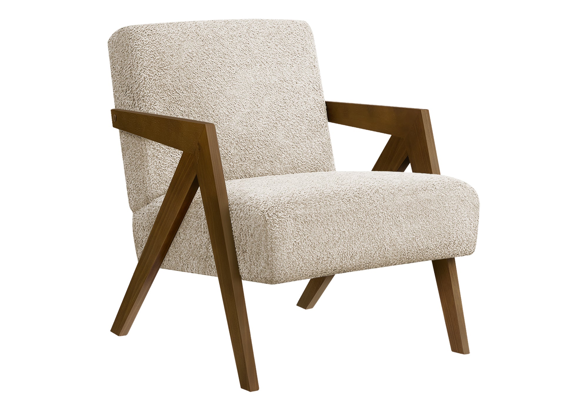 CHAISE D'APPOINT - 30"H / TISSU CREME / BOIS DE NOYER – I 8301