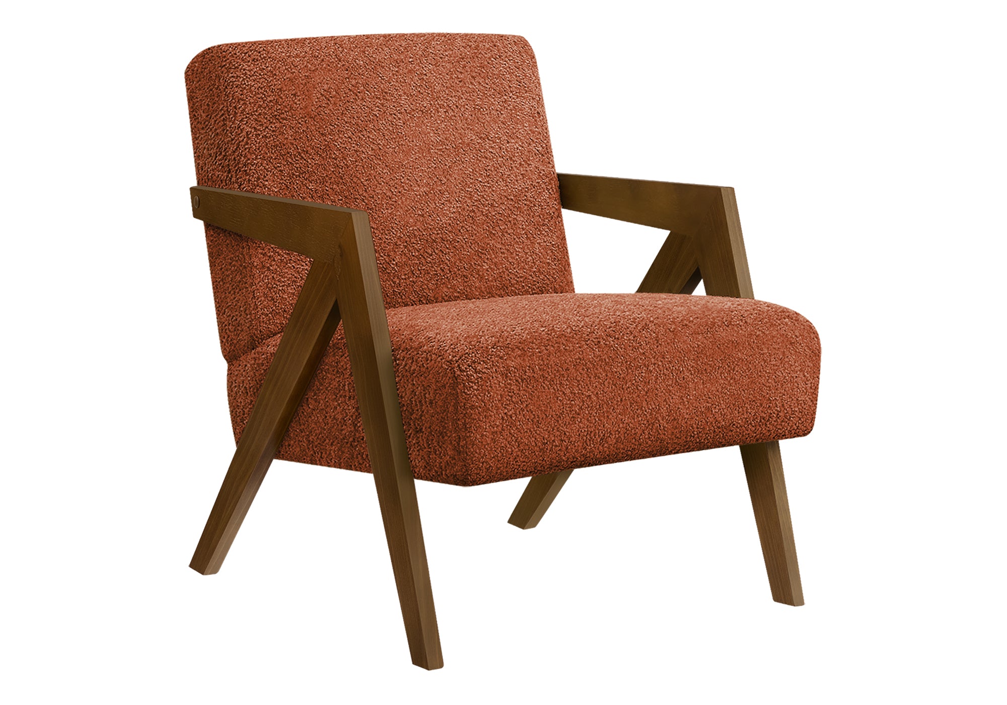 CHAISE D'APPOINT - 30"H / TISSU ROUGE / BOIS DE NOYER – I 8303