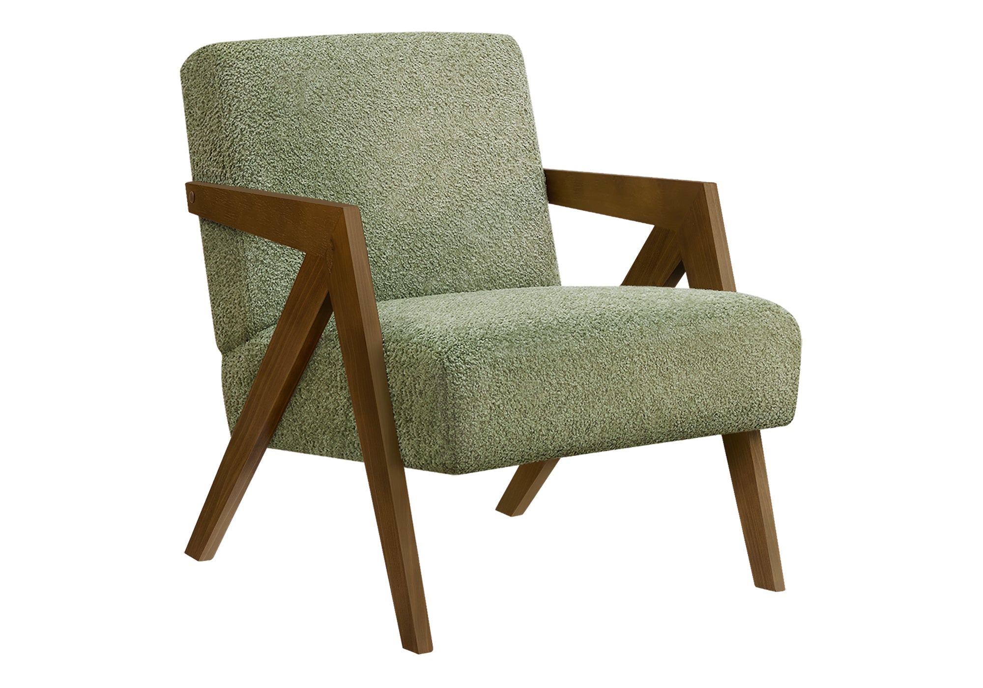 CHAISE D'APPOINT - 30"H / TISSU VERT / BOIS DE NOYER – I 8304