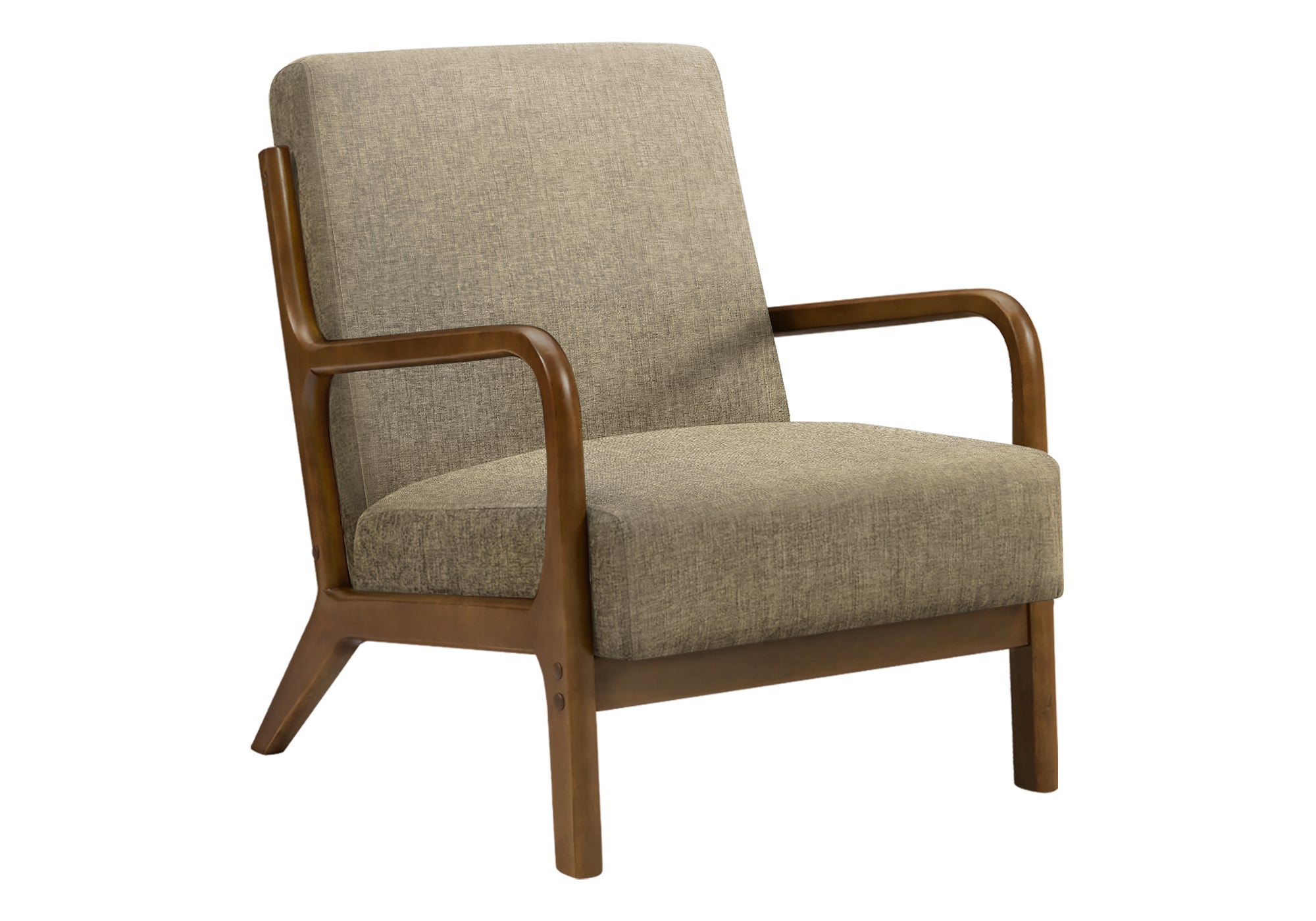 CHAISE D'APPOINT - 34"H / TISSU MARRON CLAIR / BOIS DE NOYER – I 8331