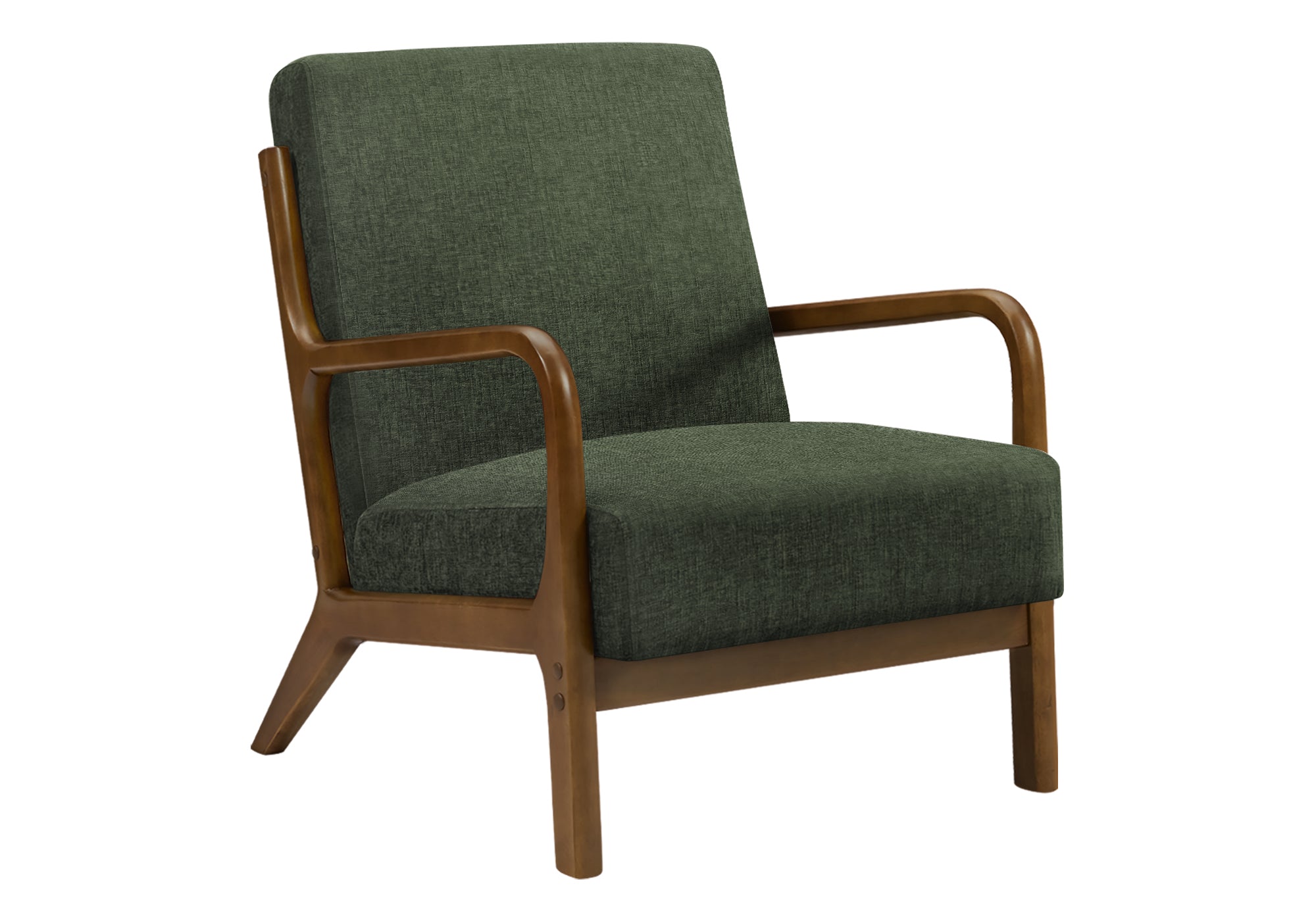 CHAISE D'APPOINT - 34"H / TISSU VERT / BOIS DE NOYER – I 8332