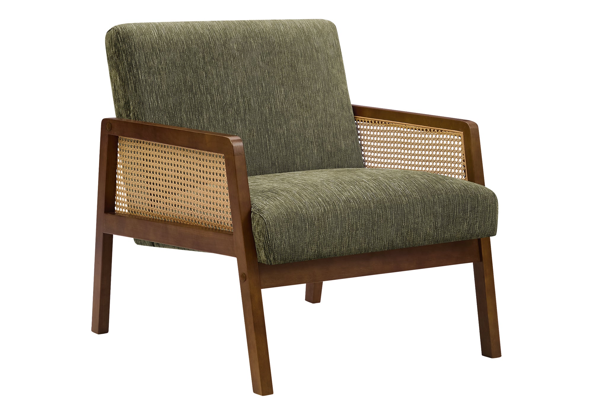 CHAISE D'APPOINT - 30"H / TISSU VERT / BOIS DE NOYER – I 8336
