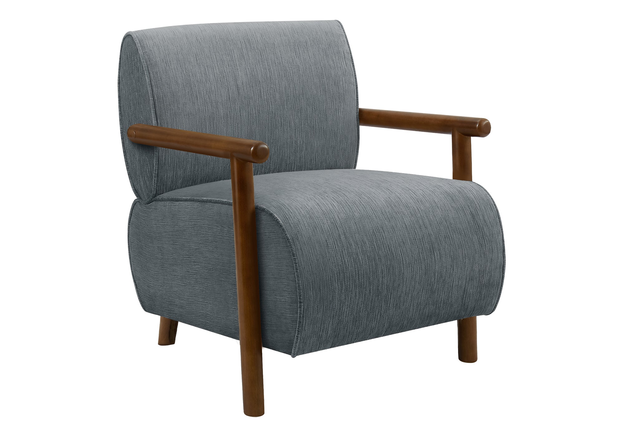 CHAISE D'APPOINT - 31"H / TISSU BLEU CLAIR / BOIS DE NOYER – I 8341