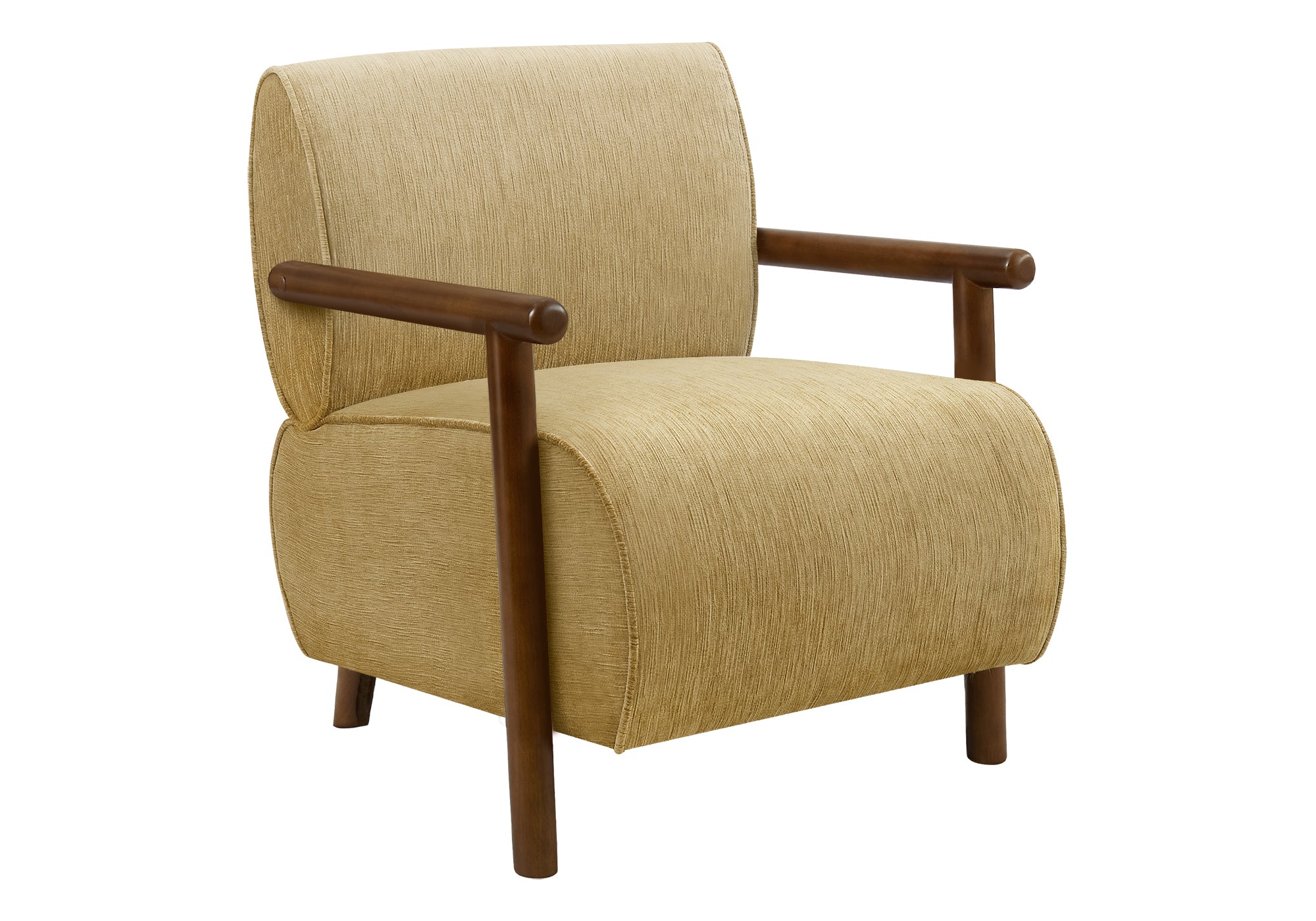 CHAISE D'APPOINT - 31"H / TISSU OR CLAIR / BOIS DE NOYER – I 8342