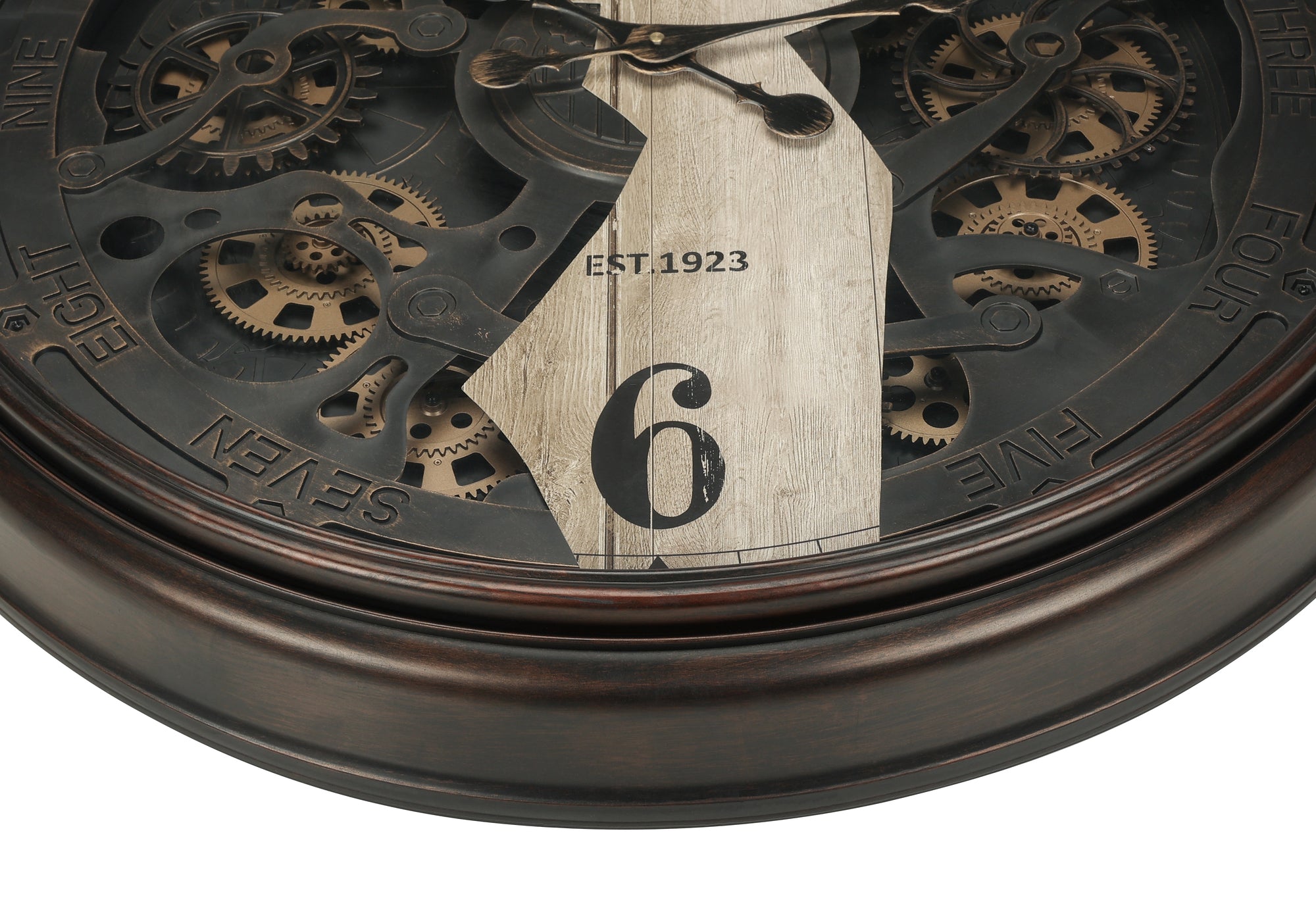 HORLOGE - 30" DIA. MURALE / MECANISME D'ENGRENAGE /  BRUN – I 9023