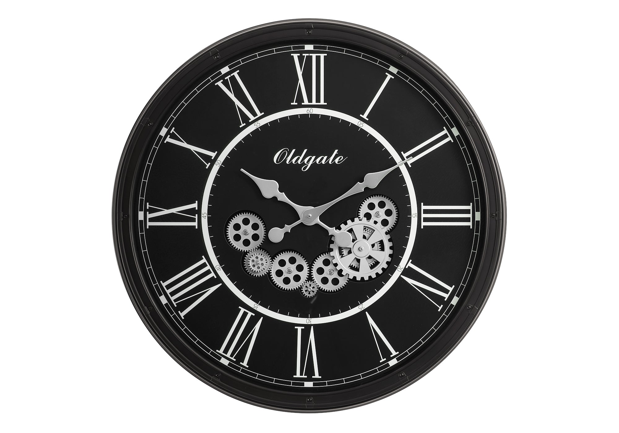 HORLOGE - 30" DIA. MURALE / MECANISME D'ENGRENAGE /  NOIR – I 9032
