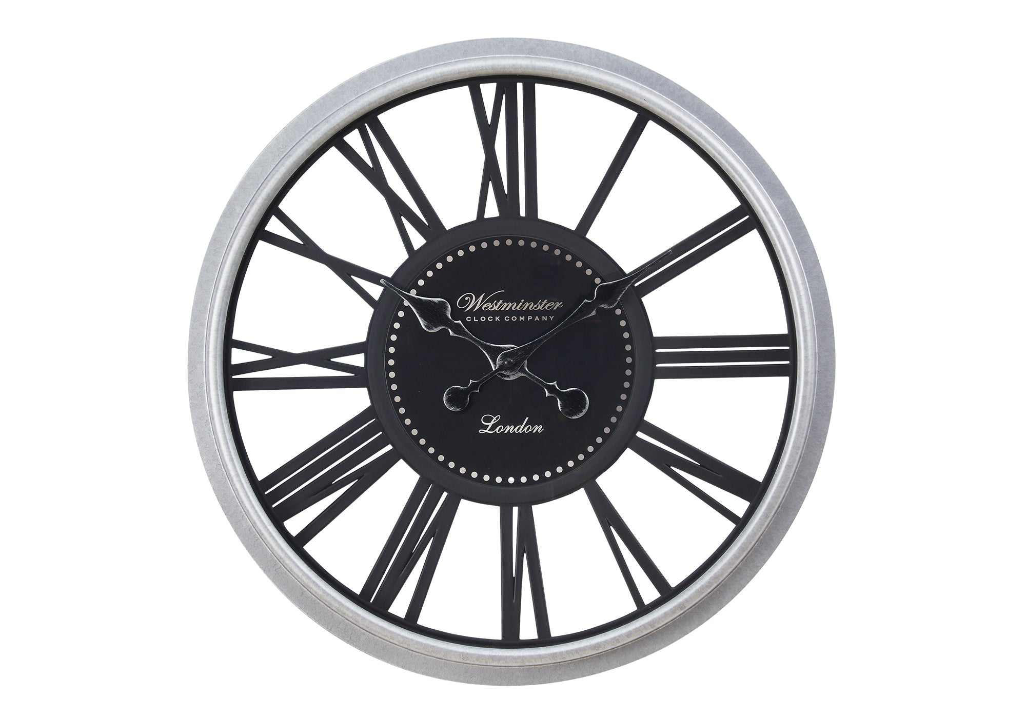 HORLOGE - 20" DIA. MURALE /  NOIR / ARGENT – I 9056