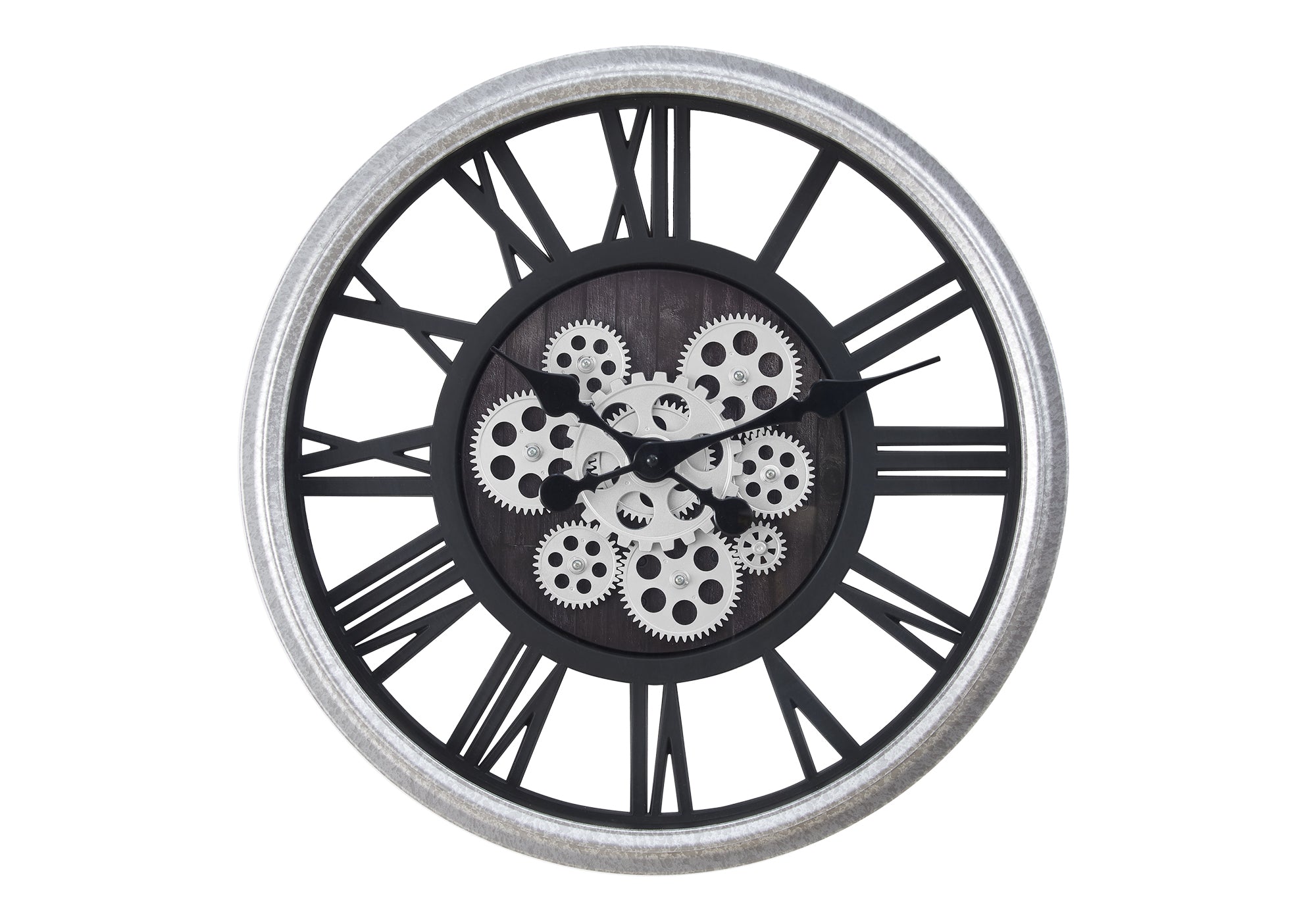 HORLOGE - 20" DIA. MURALE /  NOIR / ARGENT – I 9058