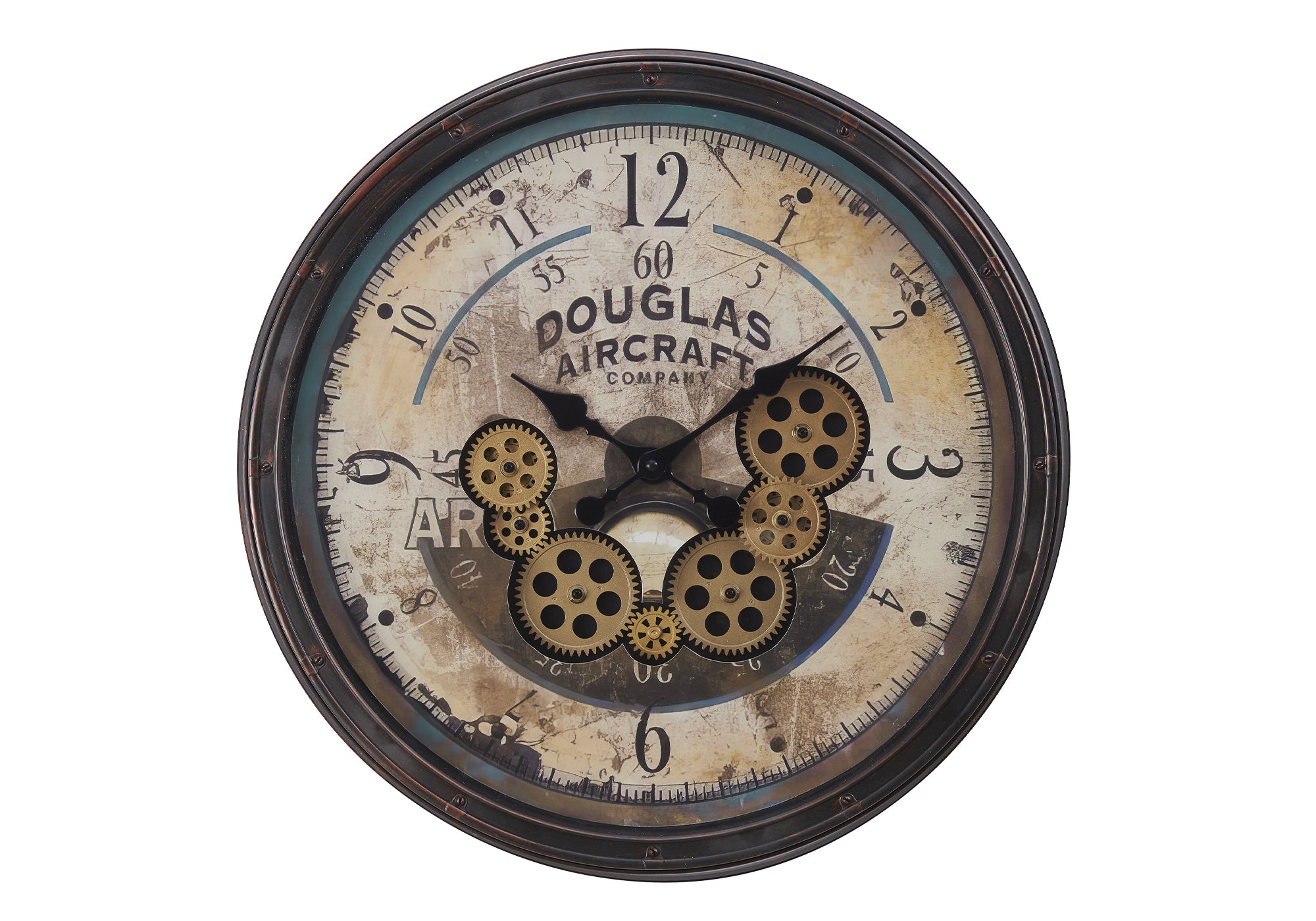 HORLOGE - 20" DIA. MURALE / MECANISME D'ENGRENAGE /  BRUN – I 9061