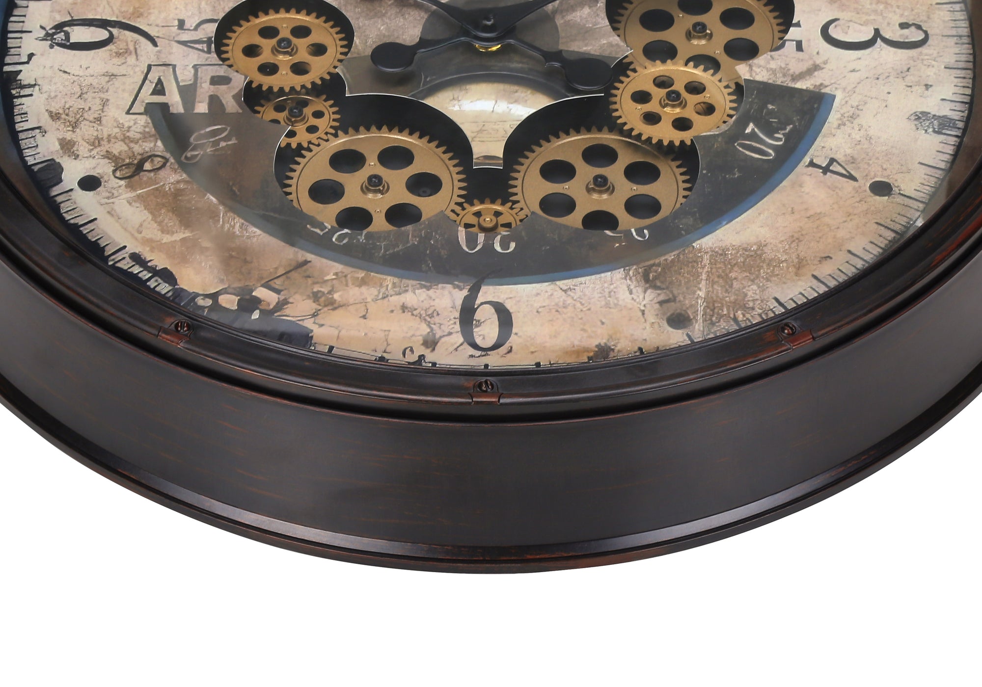 HORLOGE - 20" DIA. MURALE / MECANISME D'ENGRENAGE /  BRUN – I 9061