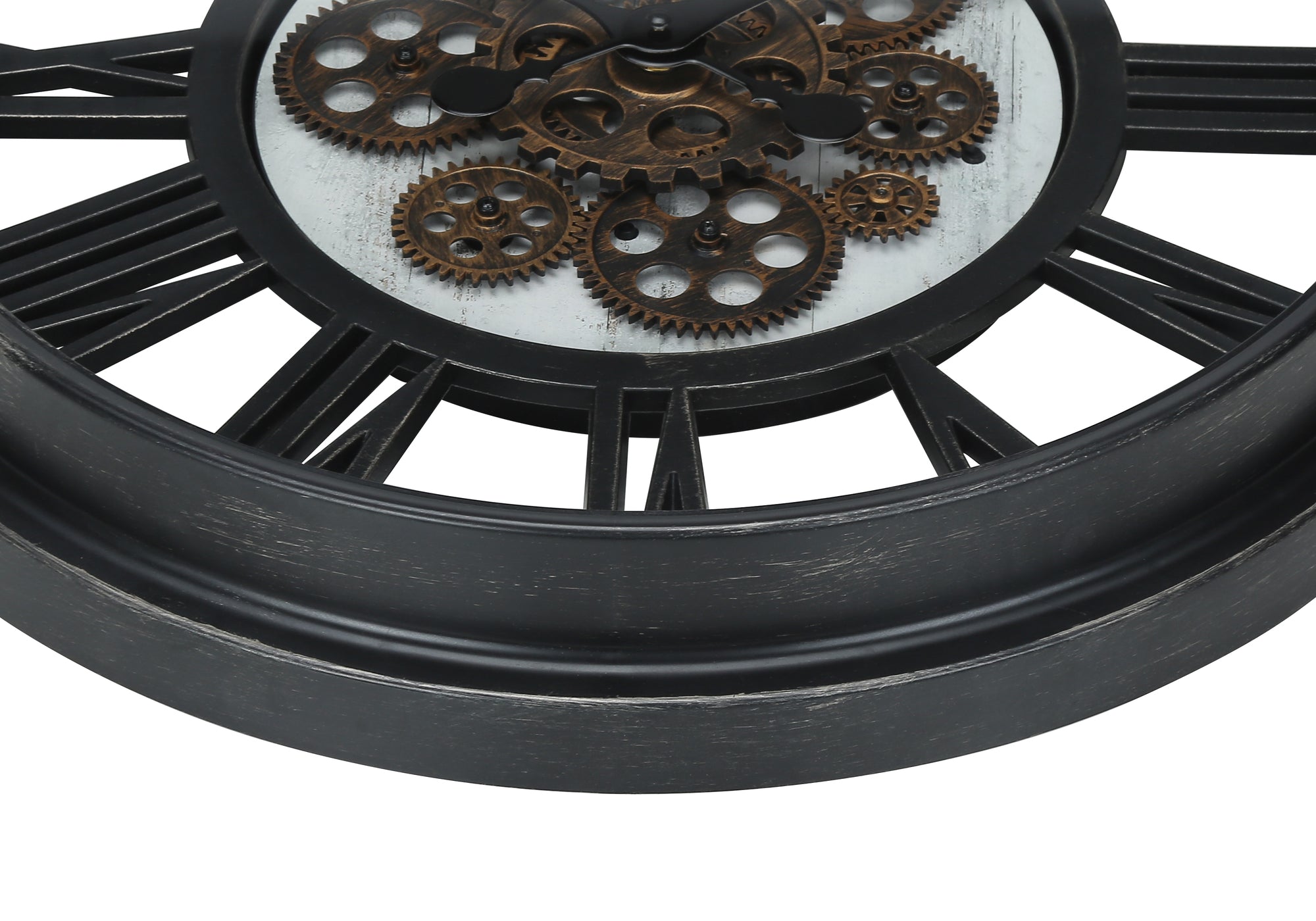 HORLOGE - 20" DIA. MURALE / MECANISME D'ENGRENAGE /  NOIR – I 9064