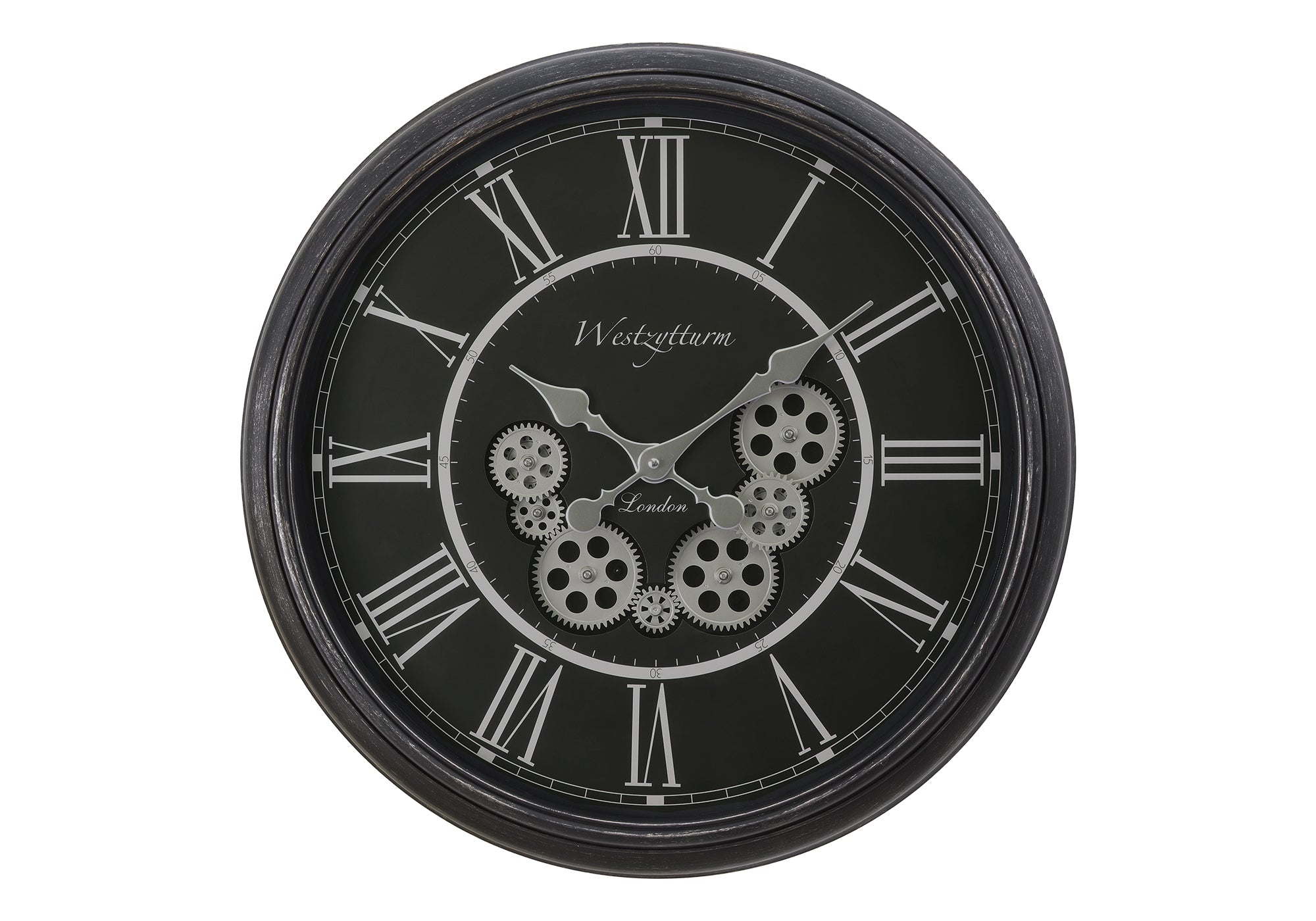 HORLOGE - 23" DIA. MURALE / MECANISME D'ENGRENAGE /  NOIR – I 9072