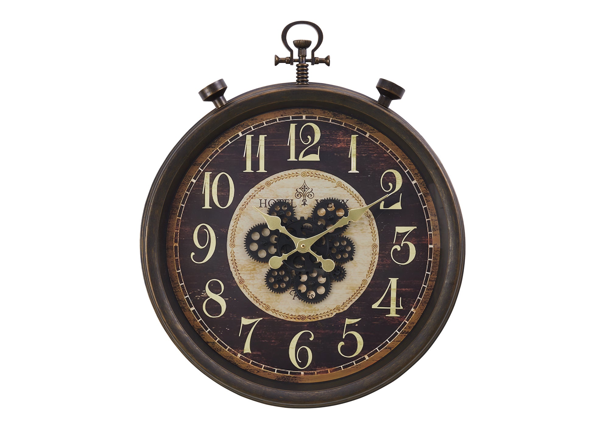 HORLOGE - 24" DIA. MURALE / MECANISME D'ENGRENAGE /  BRUN – I 9074