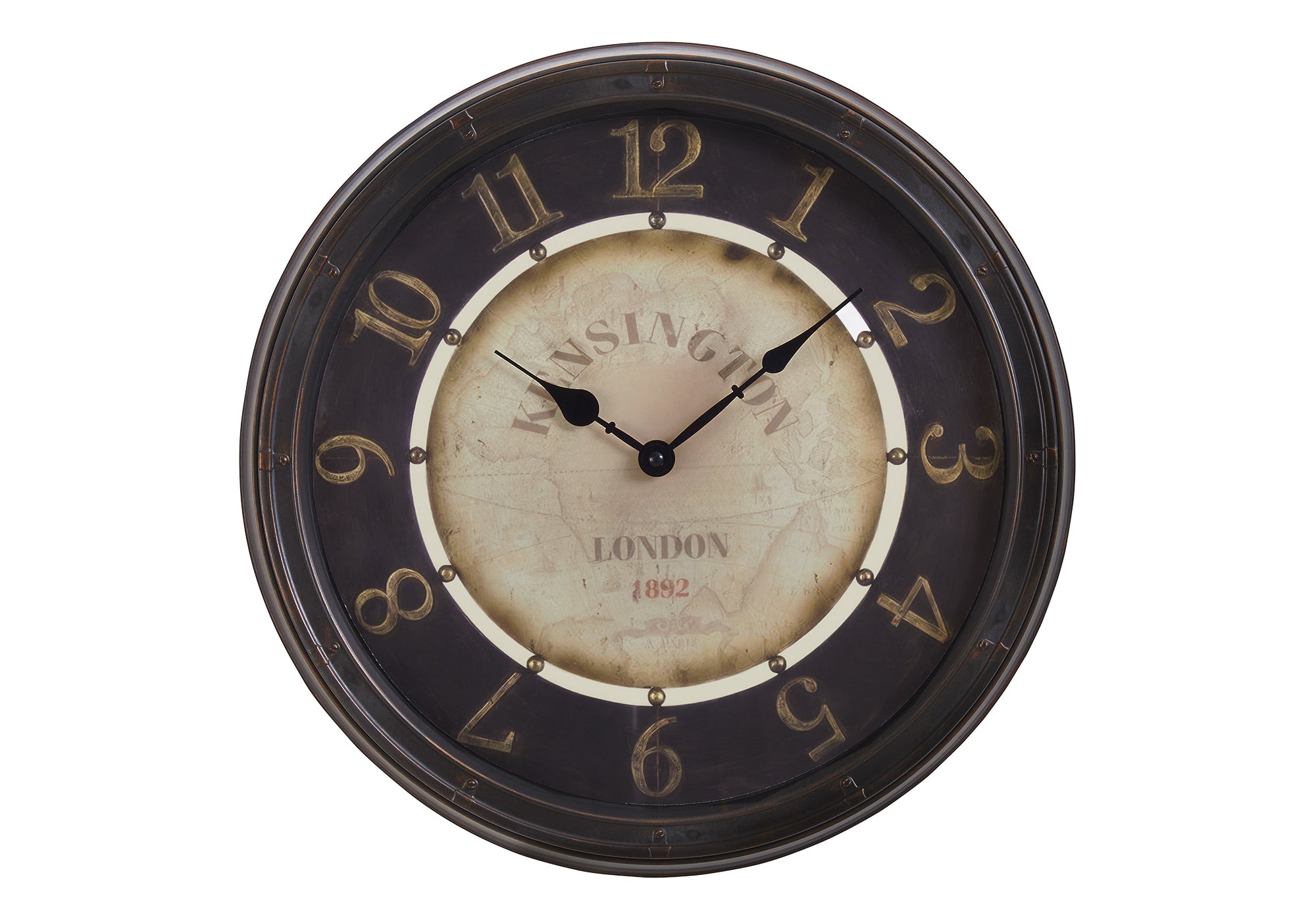 HORLOGE - 16" DIA. MURALE /  BRUN ANTIQUE – I 9082